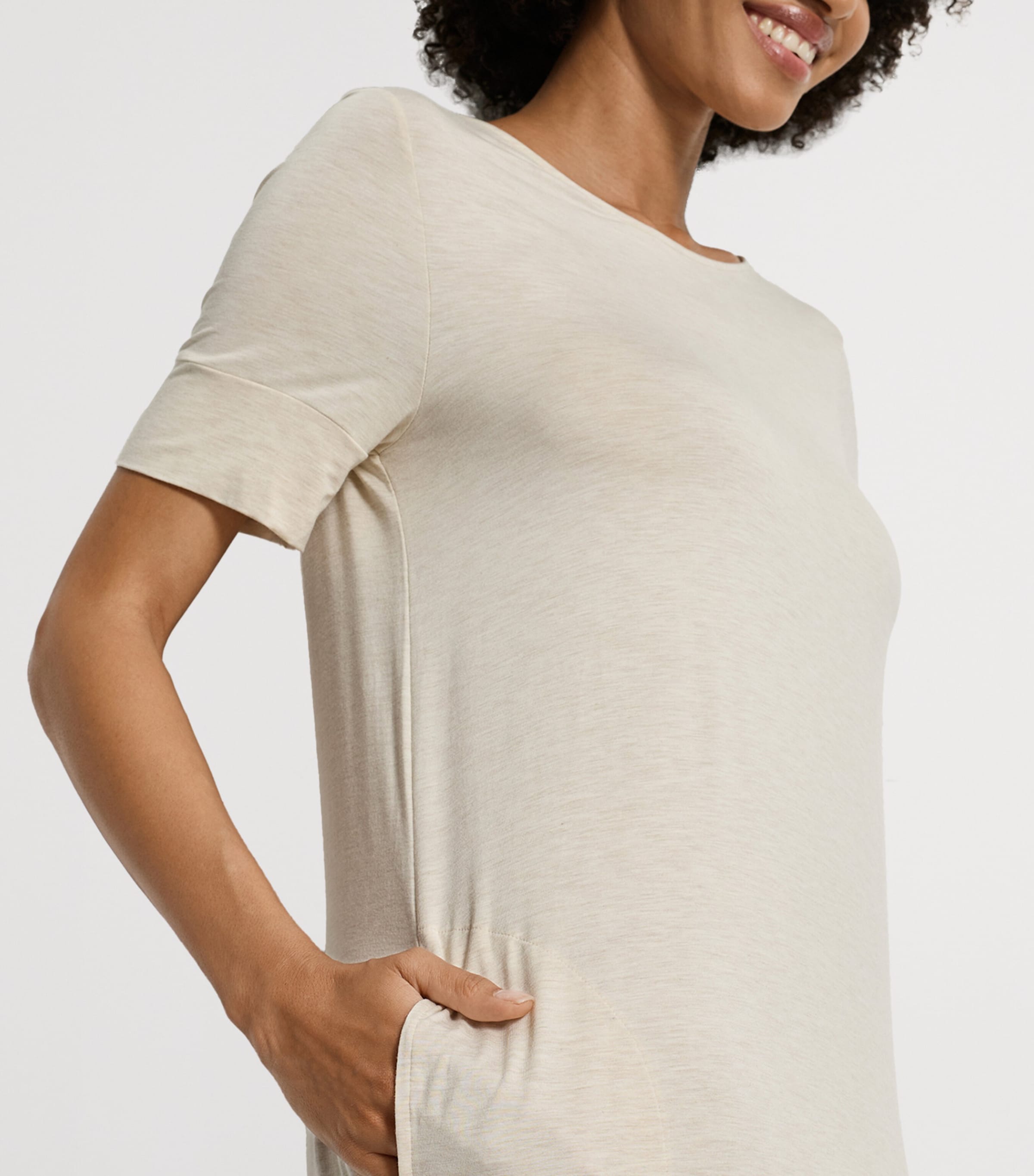 Hanro Womens Natural Elegance Nightdress Summer Sand Melange Image 6