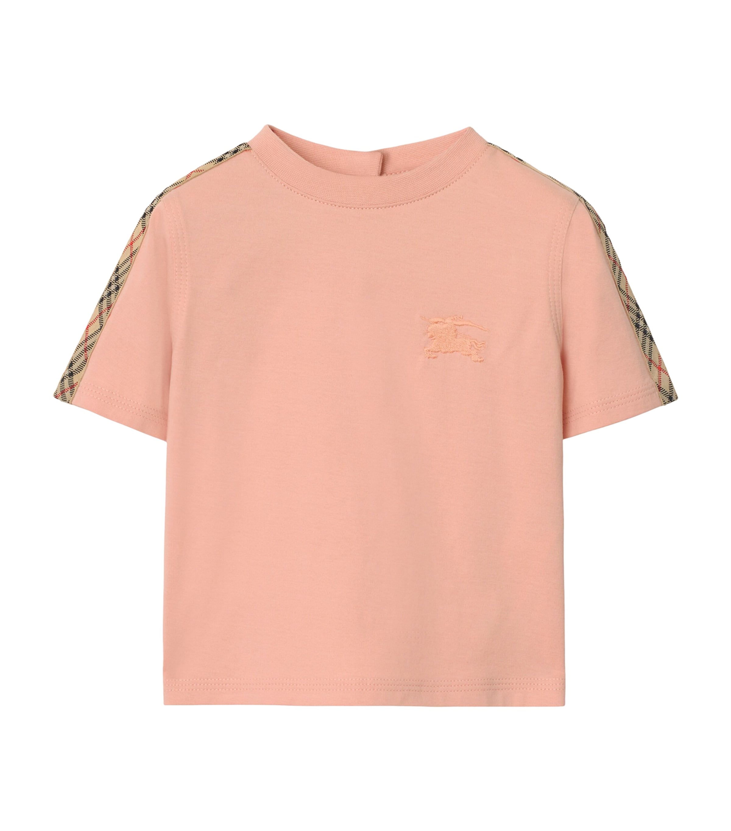 Burberry Kids Pink Cotton Check-Trim T-Shirt (6-24 Months