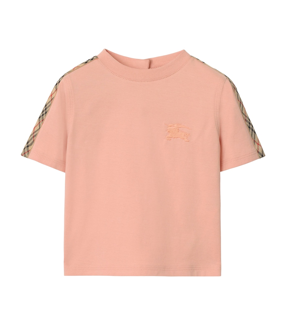 Burberry Kids Cotton Check-Trim T-Shirt (6-24 Months) Slipper Pink Image 1