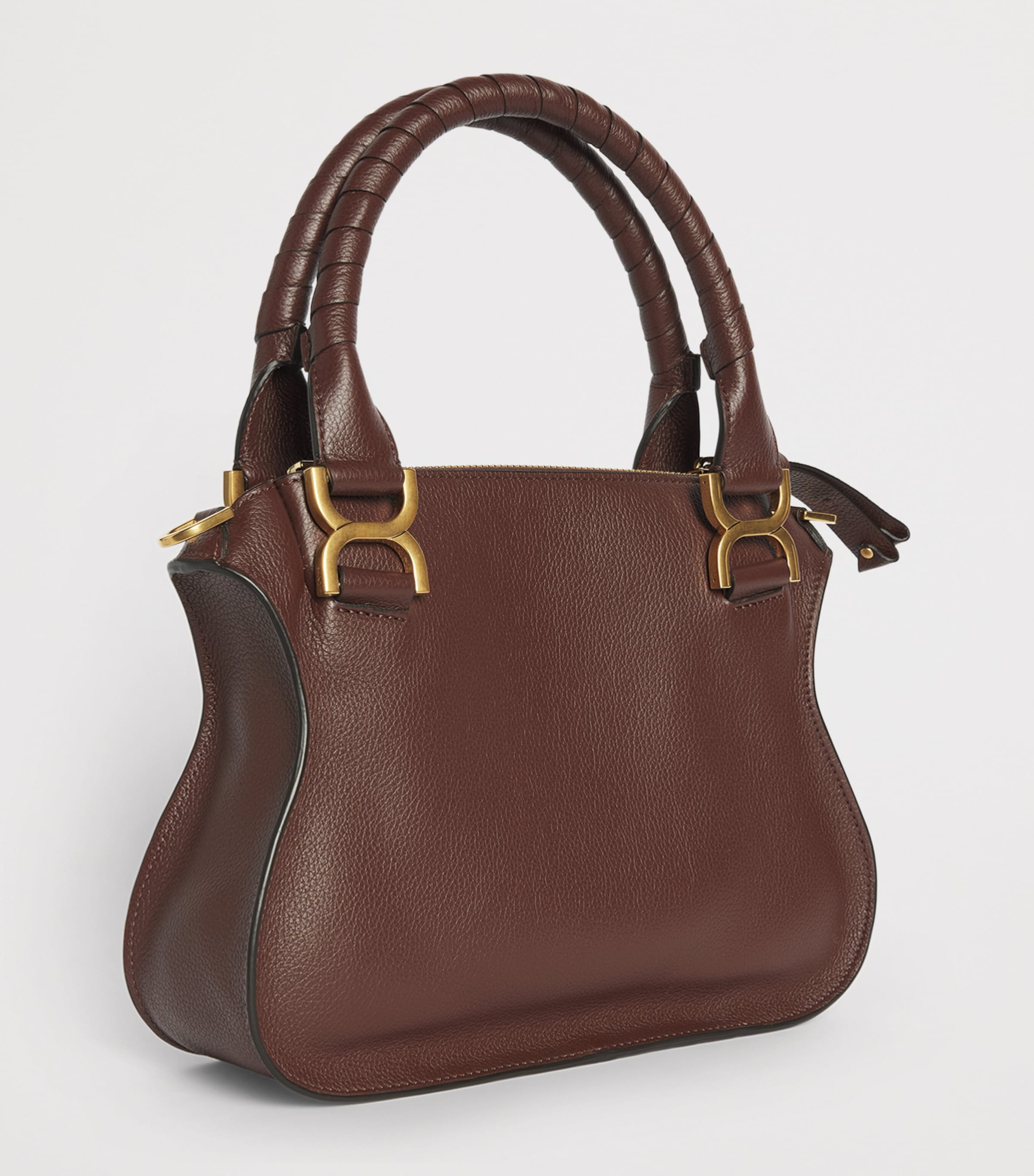 Chloé Womens Small Leather Marcie Top-Handle Bag Crafty Browm Image 2