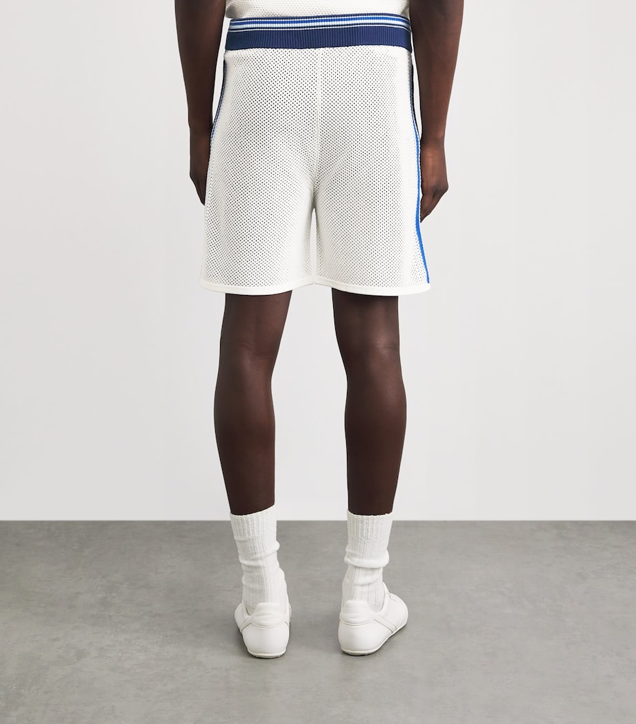 Casablanca Mens Mesh Stripe Sweat Shorts White / Blue Image 5