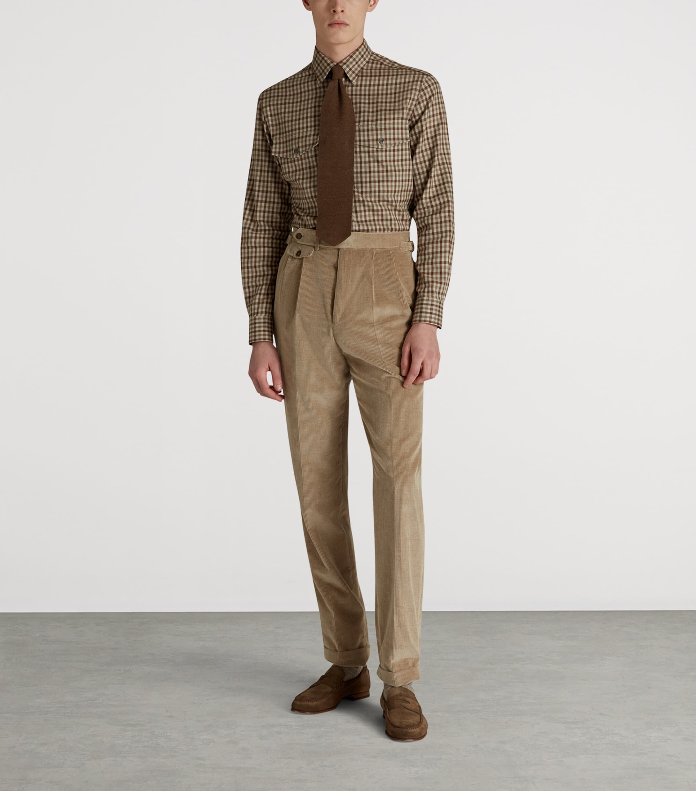 Cotton-Cashmere Check Overshirt 201BROWN Image 3