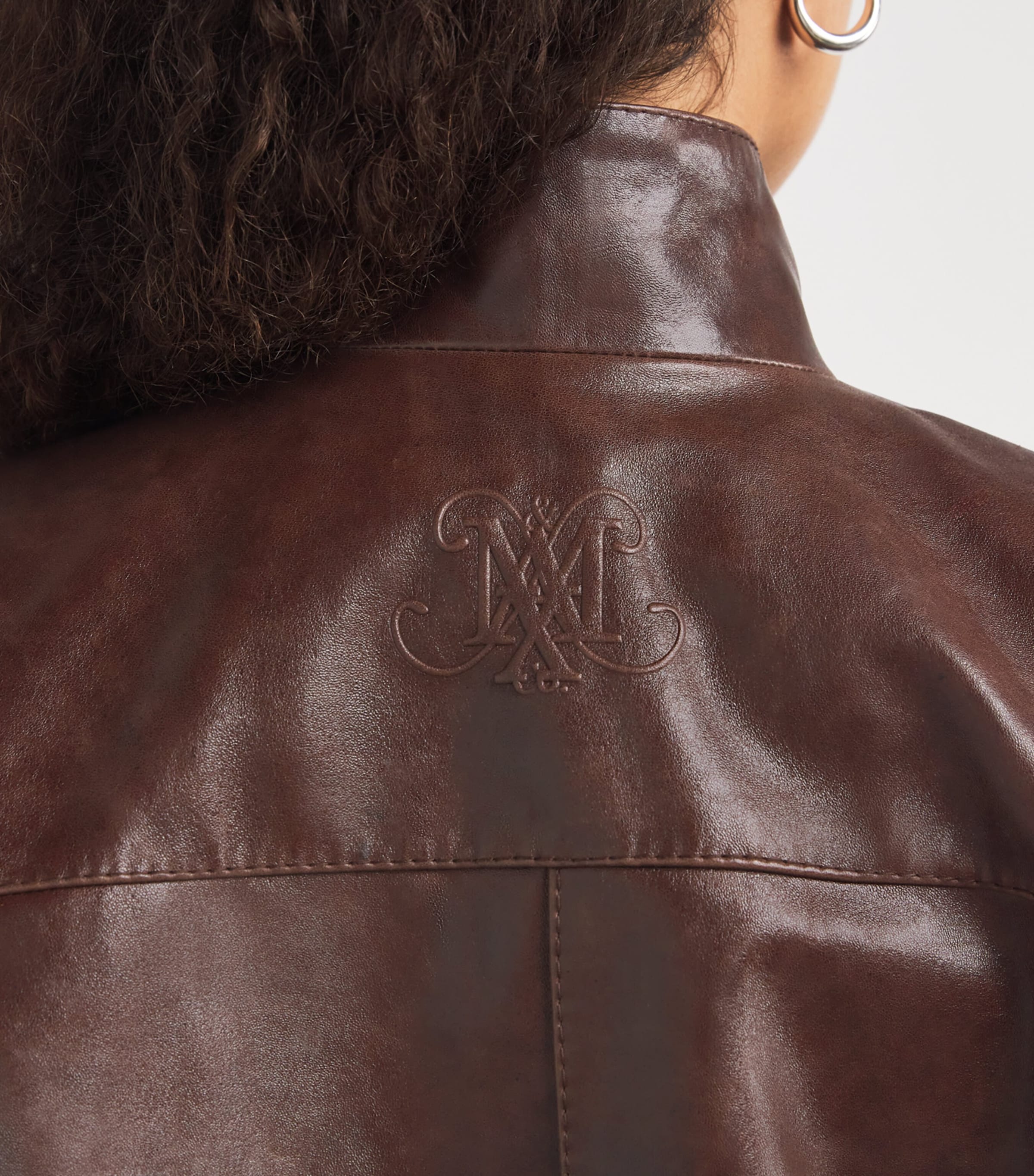 Leather Bomber Jacket BROWN Image 6