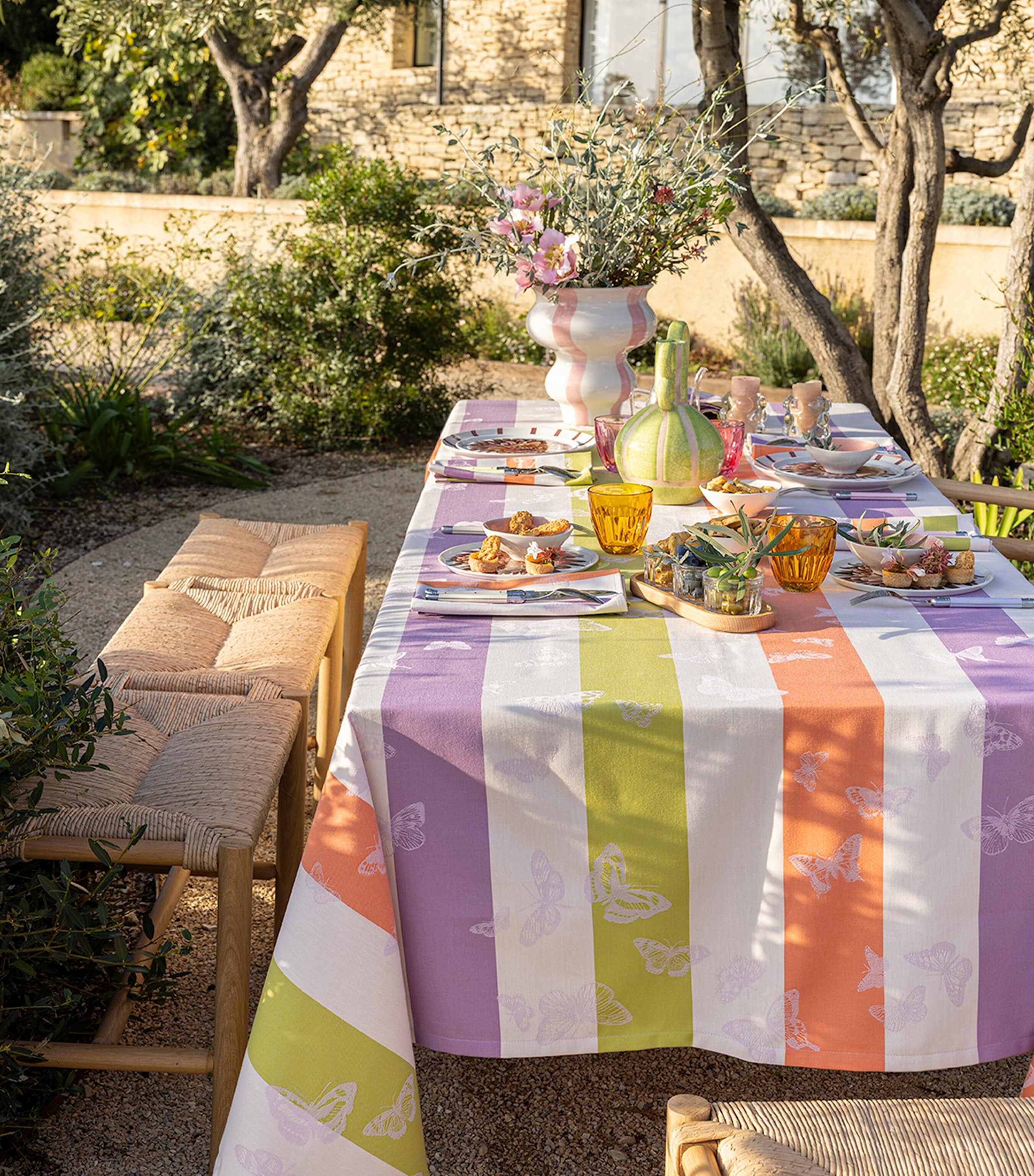 Le Jacquard Français Cotton Stripe Papillion Tablecloth