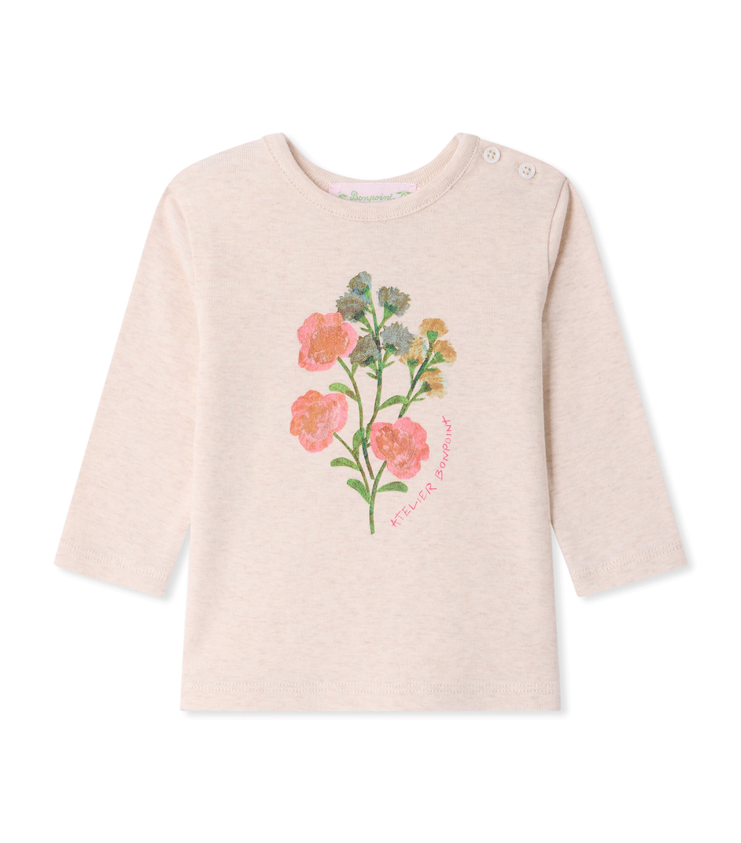 Bonpoint Kids'  Organic Cotton Floral Tahsina T-shirt In Beige