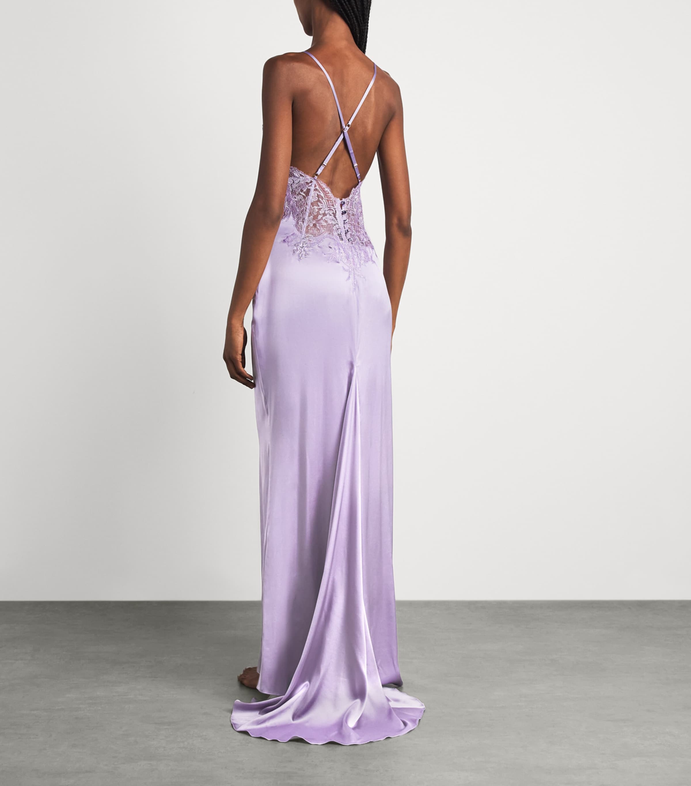 Rosamosario Womens Silk Drusilla Slip Dress Lilac Image 3