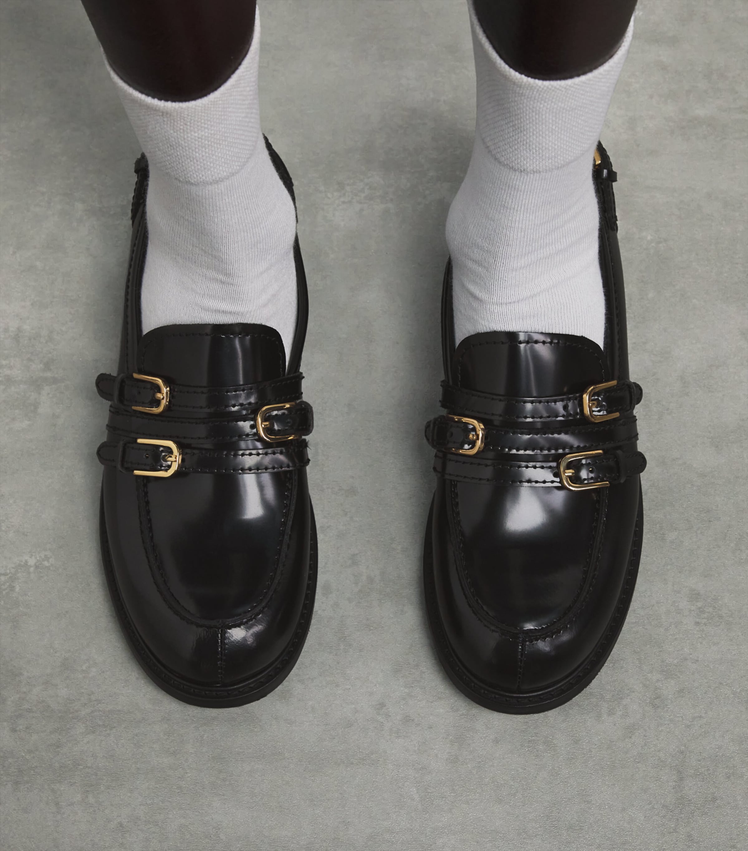 Sandro Paris Leather Buckled Loafers Black Image 4