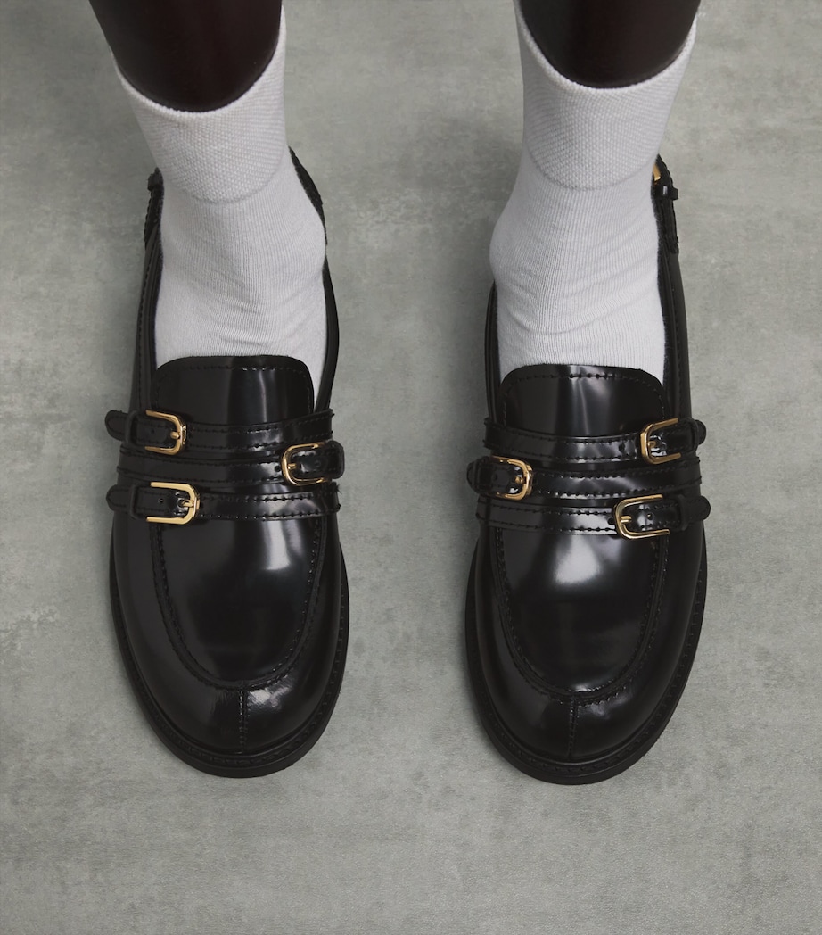 Sandro Paris Leather Buckled Loafers Black Image 4
