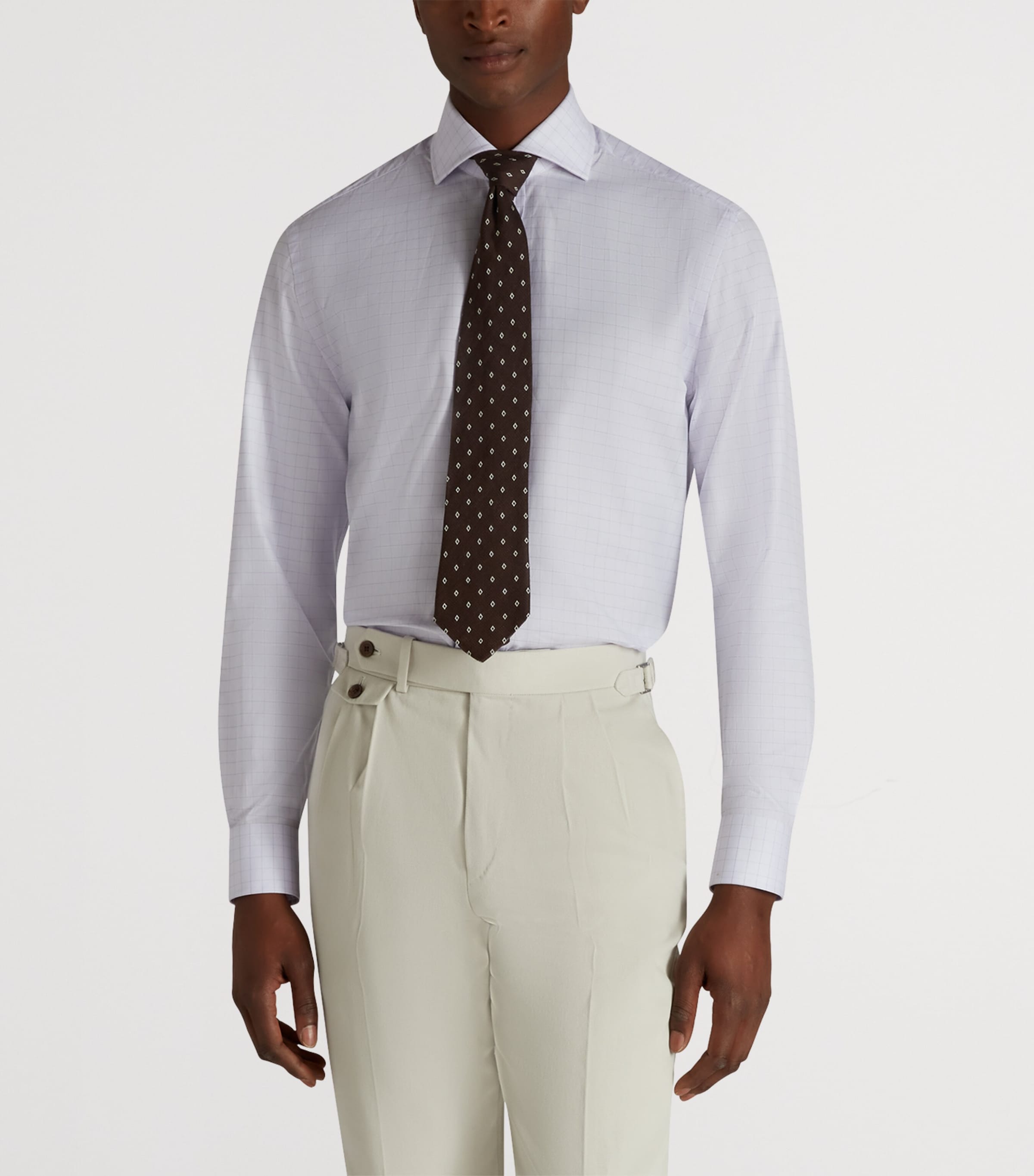 Cotton Tattersall Check Shirt 531LAVENDER Image 3