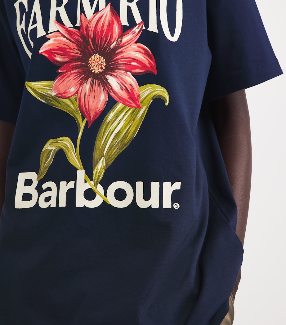 Barbour Womens x Farm Rio Wild Flower T-Shirt Navy Image 3