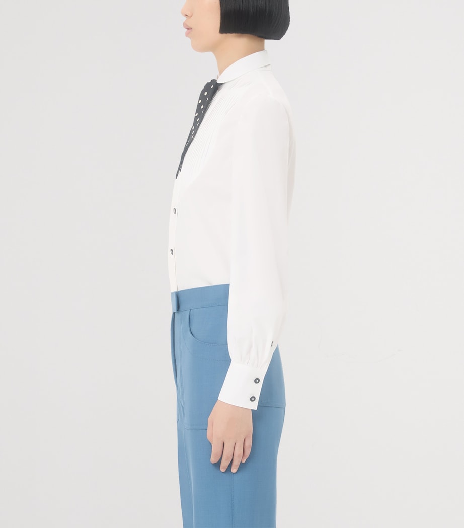 Valentino Womens Cotton Polka-Dot Tie Shirt Image 3
