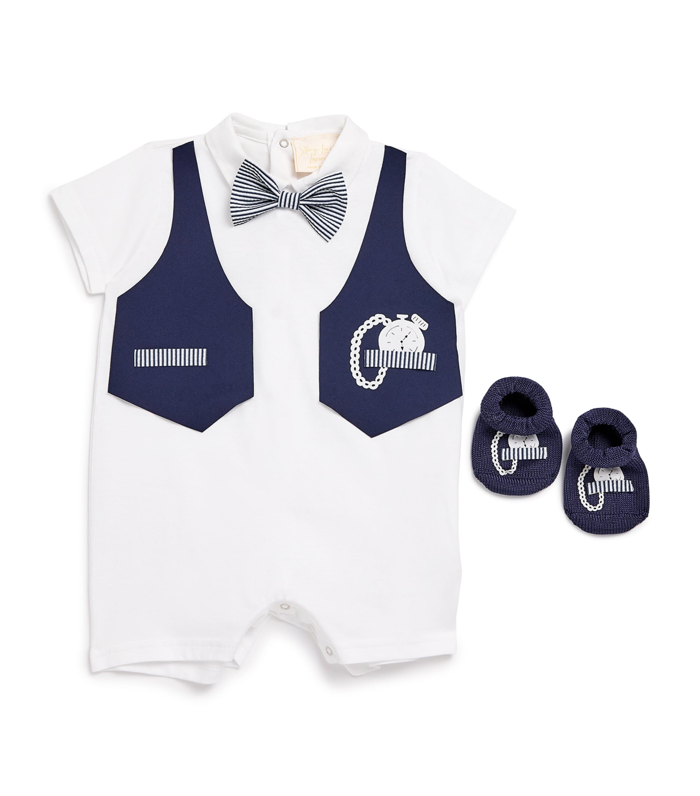 Story Loris Cotton Playsuit And Boots Gift Set In White