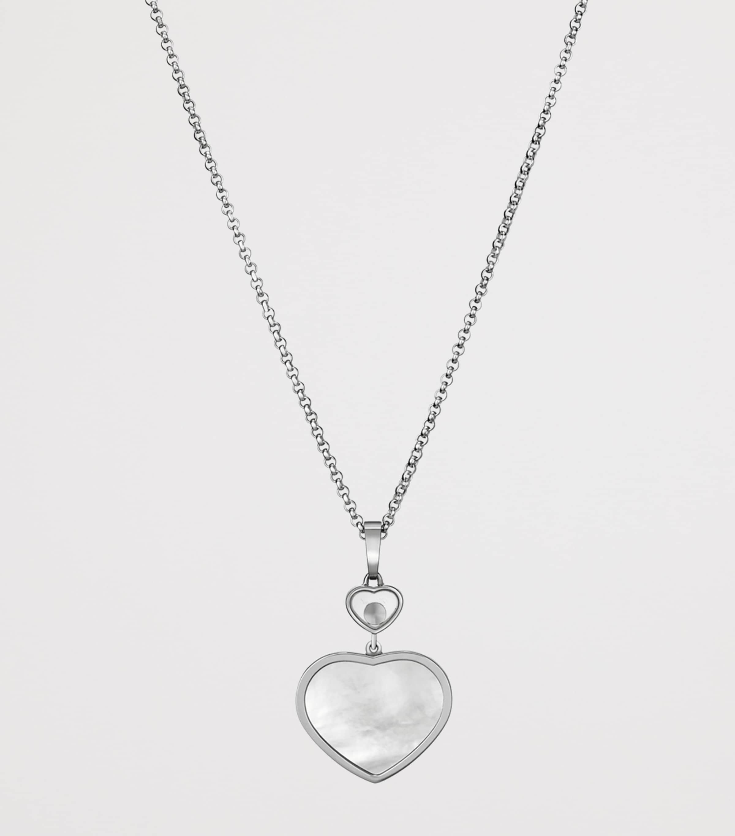 White Gold And Diamond Happy Hearts Pendant 18K WHITE GOLD Image 4