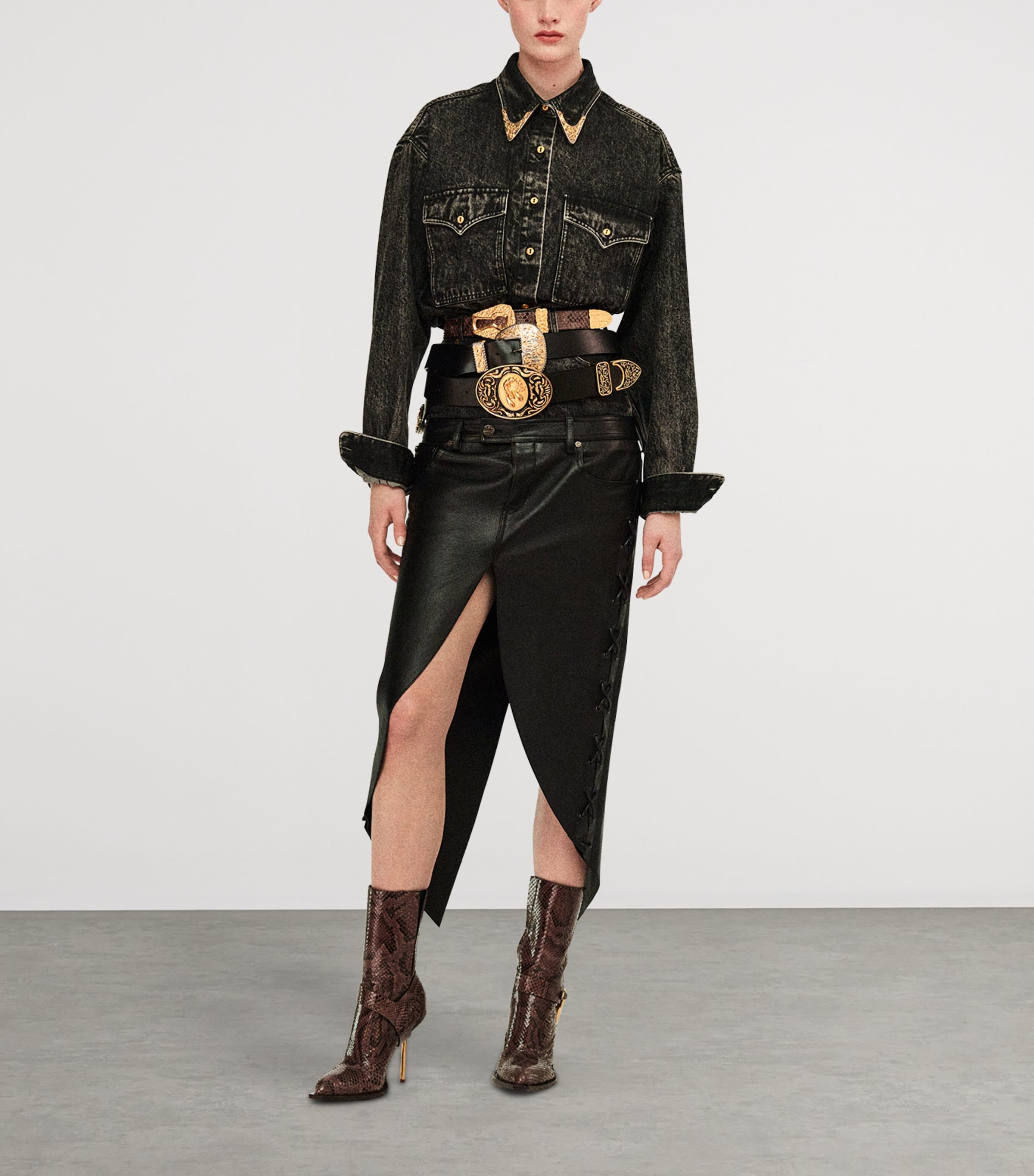 Python Skin Keyhole Ankle Boots 95 800 BROWN Image 2