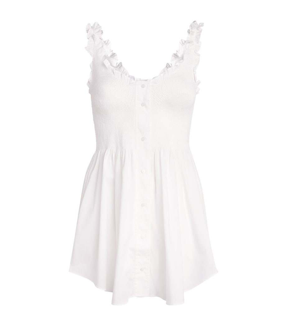 Skims Womens Cotton-Blend Poplin Apparel Smocked Mini Dress Snow Image 1