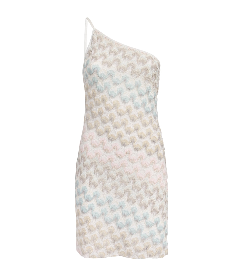Missoni Lamé Lace Motif One-Shoulder Mini Dress Smsqb Multi B/p/w/y