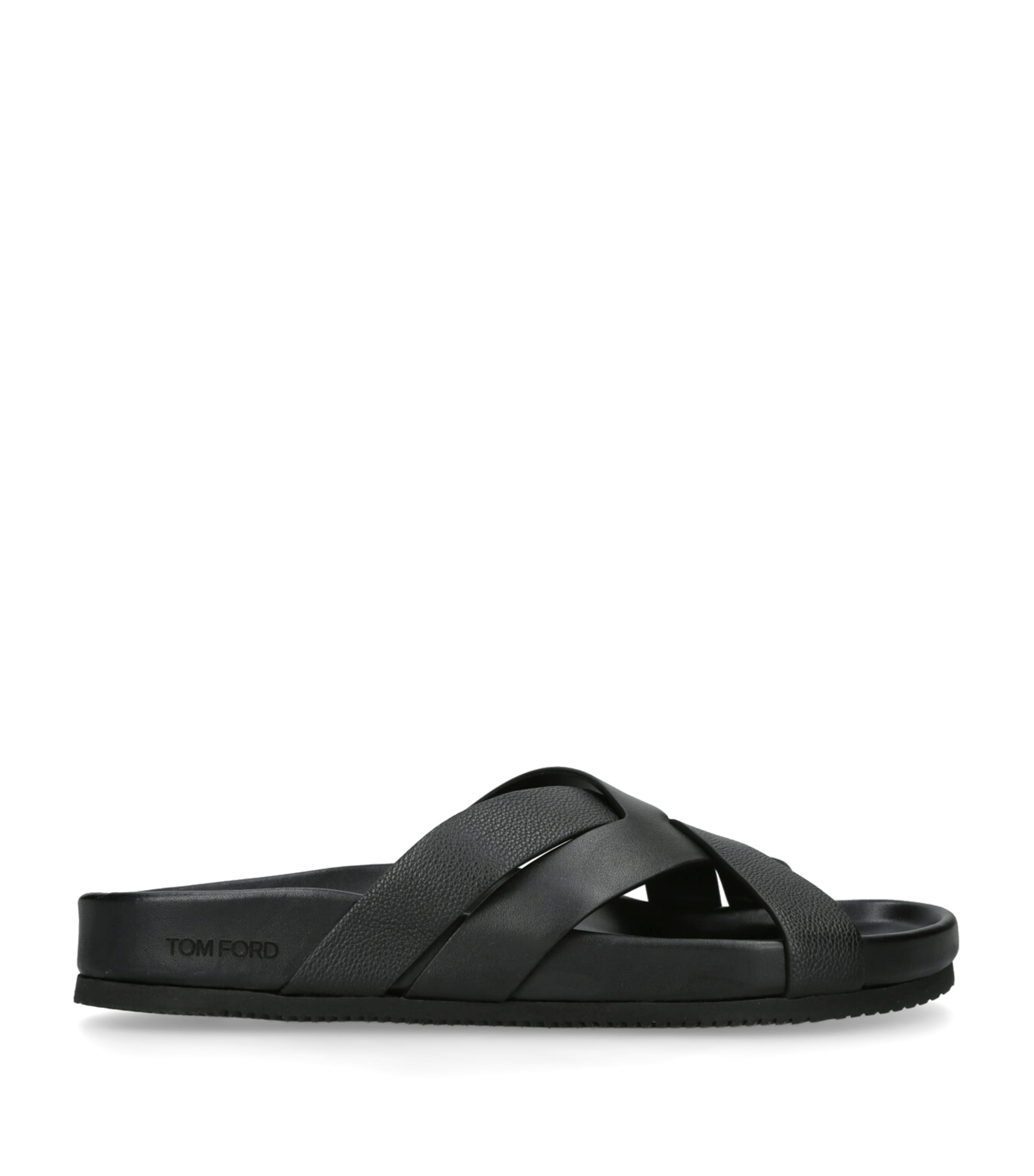 Leather Crossover Sandals BLACK Image 1