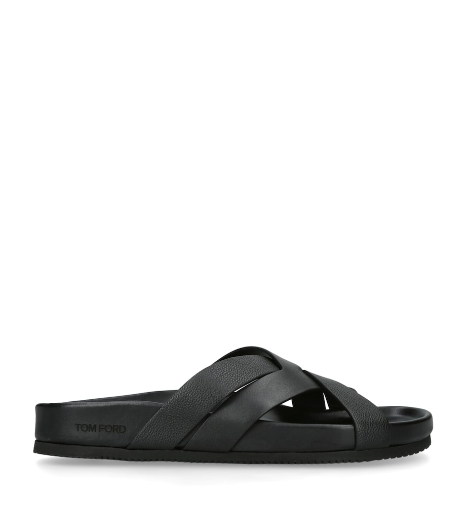 Leather Crossover Sandals BLACK Image 1