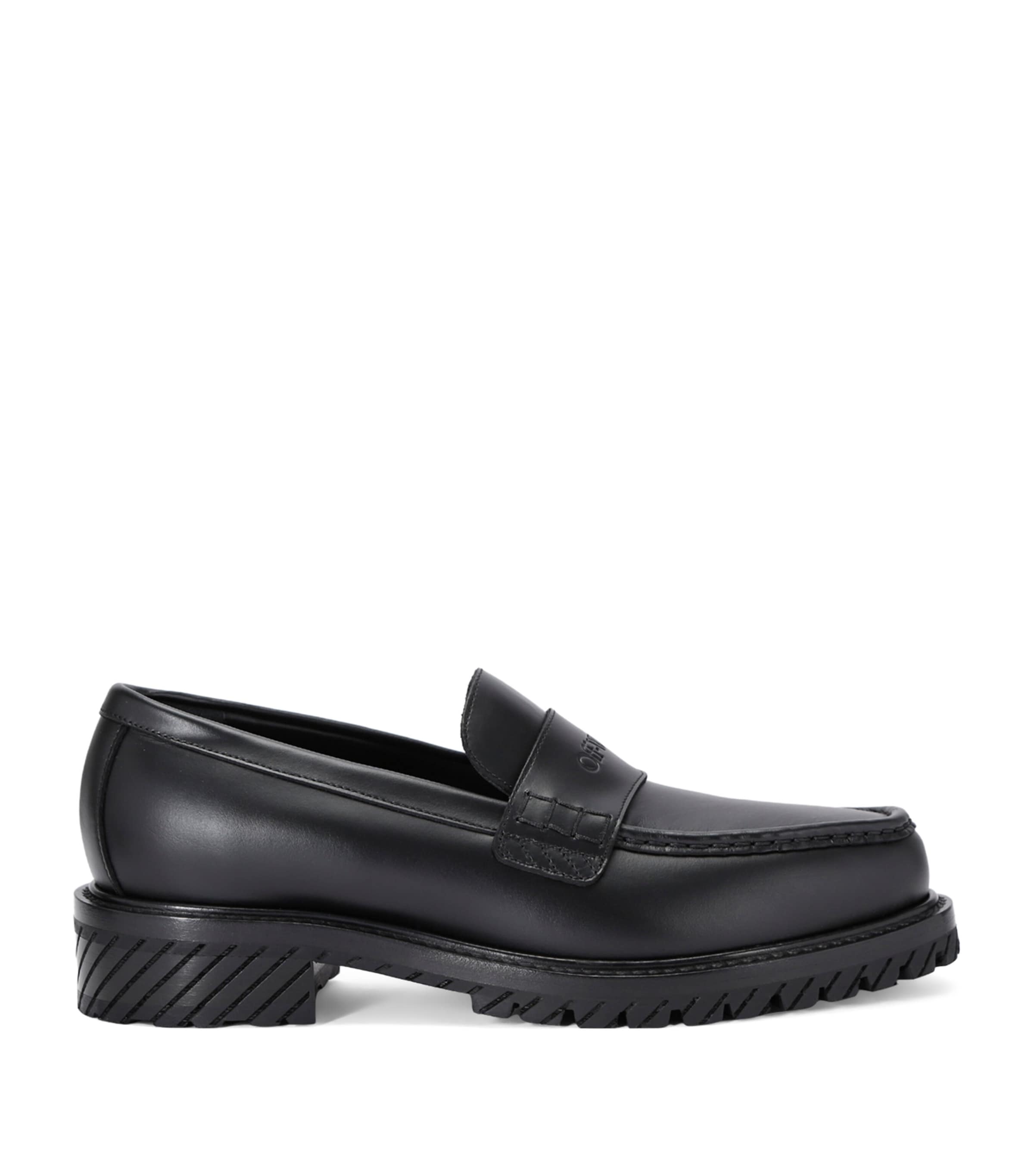 Off-white Leather Military Loafers In Black