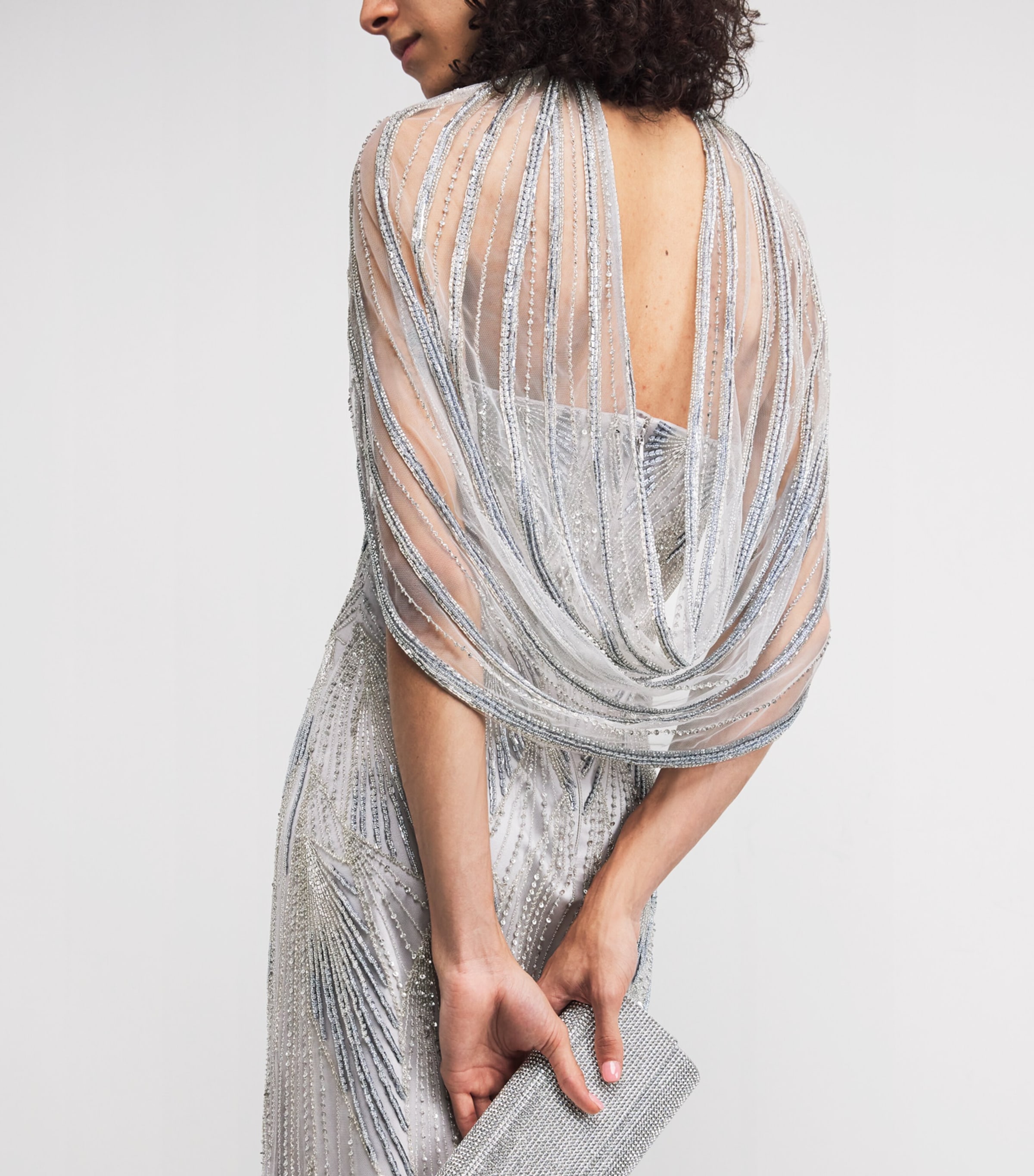 Veil-Detail Aurora Gown SILVER Image 6