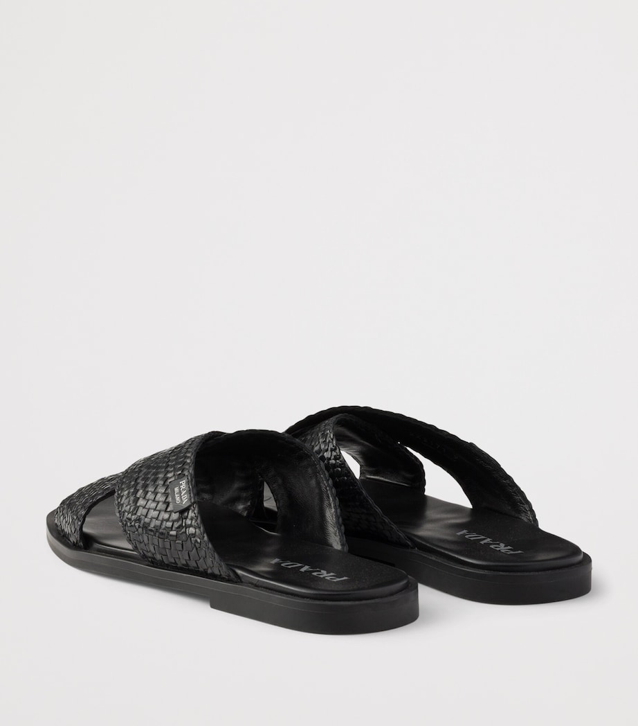 Prada Leather Woven Crisscross Sandals Image 3