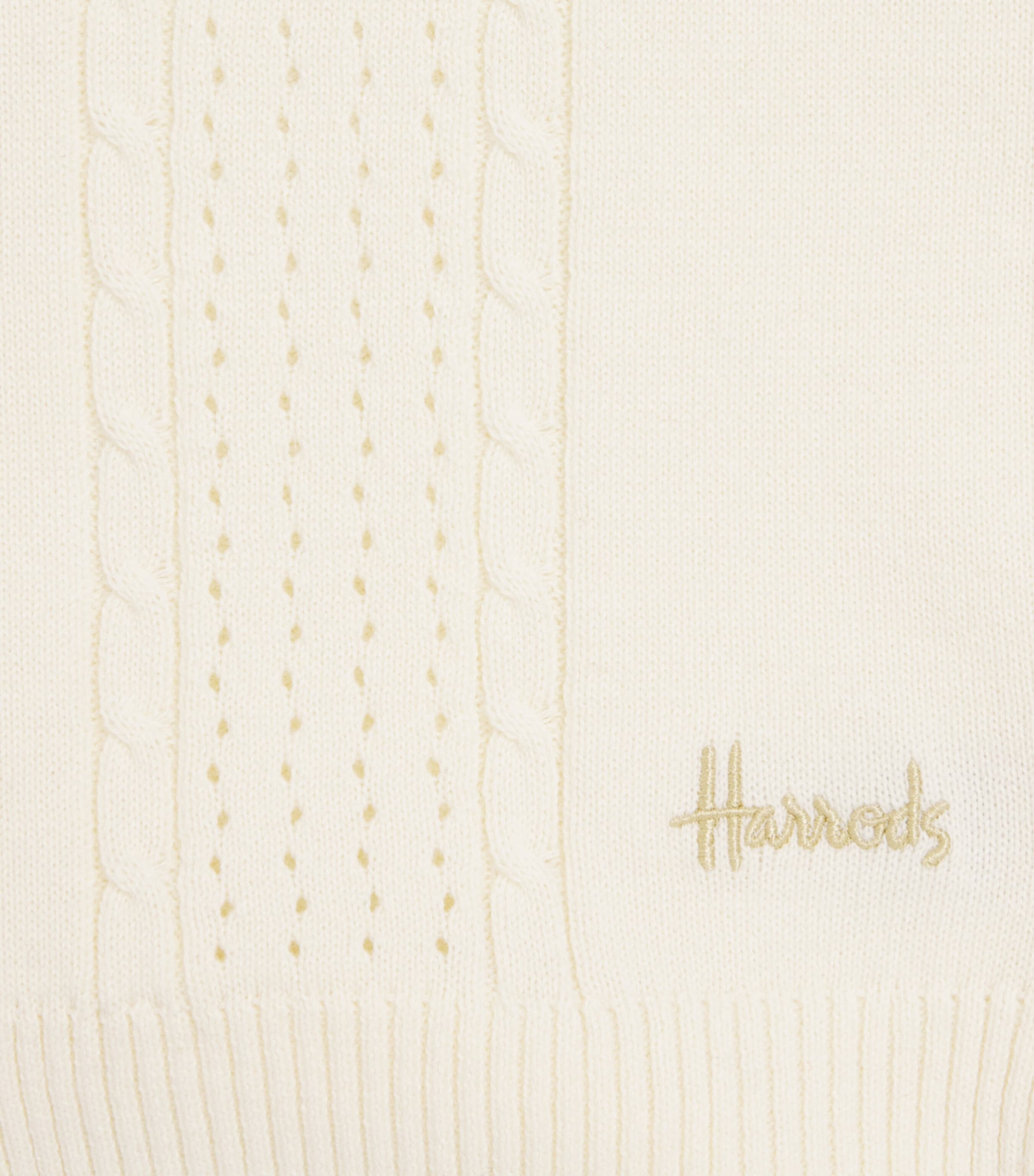 Harrods Cotton Knitted Polo Shirt (2-8 Years) Ivory Image 3