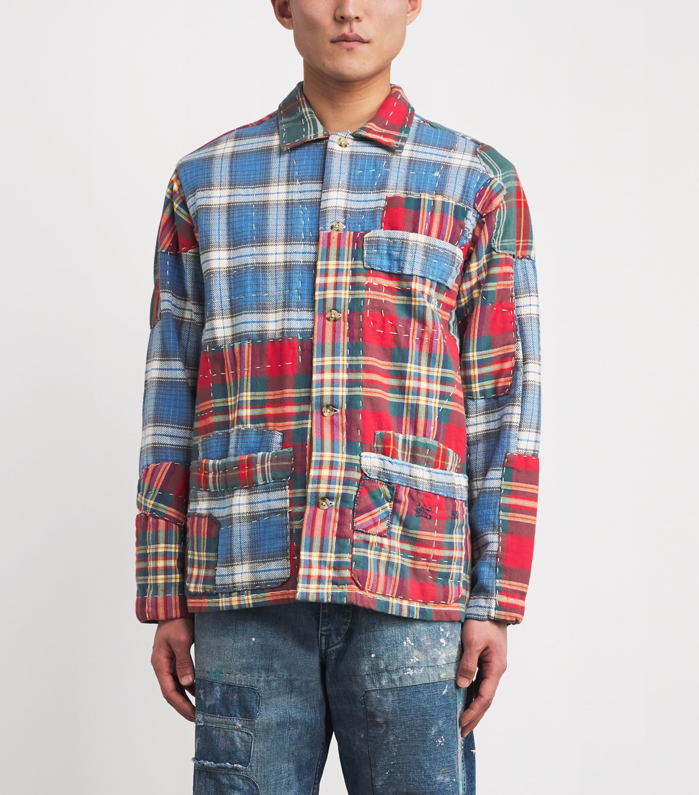 Cotton Flannel Patchwork Overshirt MULTI Image 3