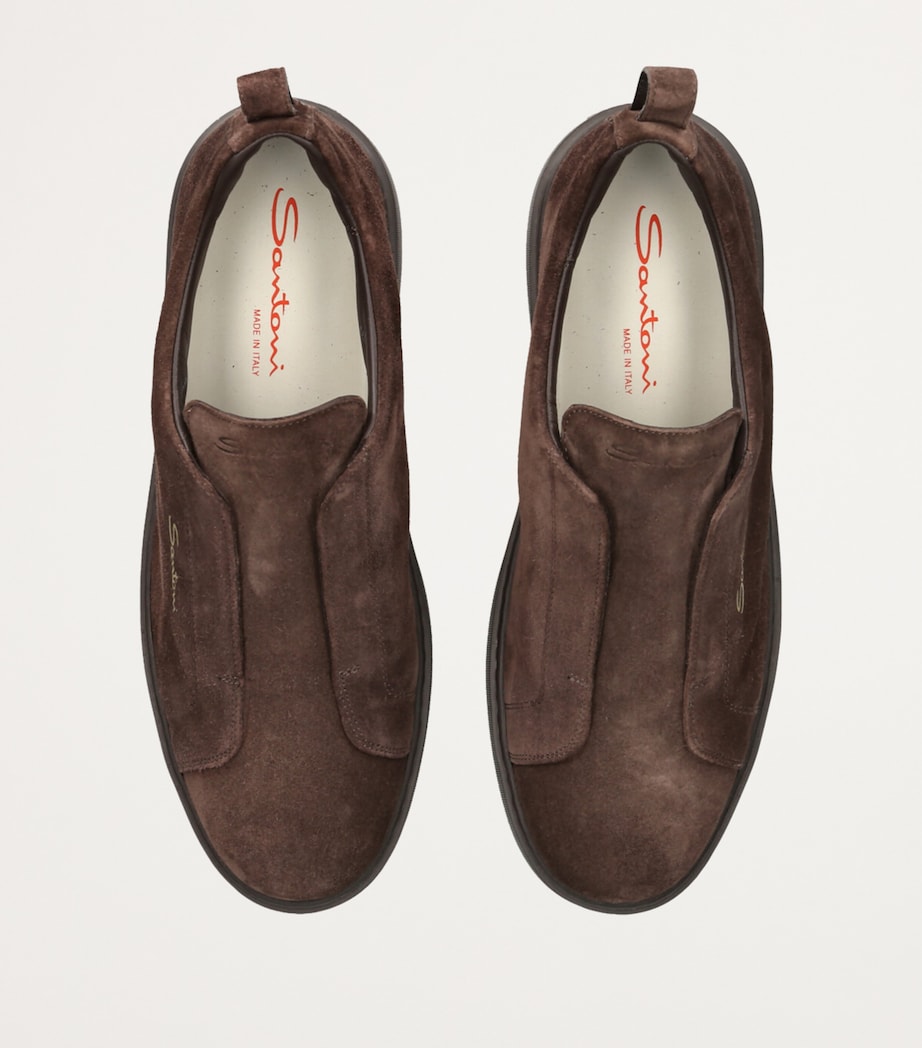 Santoni Suede Victory Slip-On Sneakers Brown Image 4