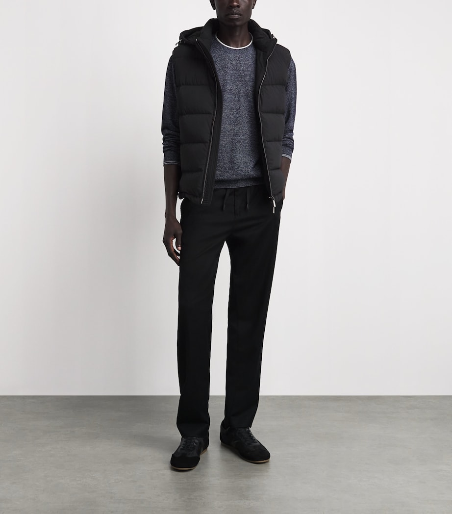 Moorer Mens Quilted Hooded Gilet Nero Image 2