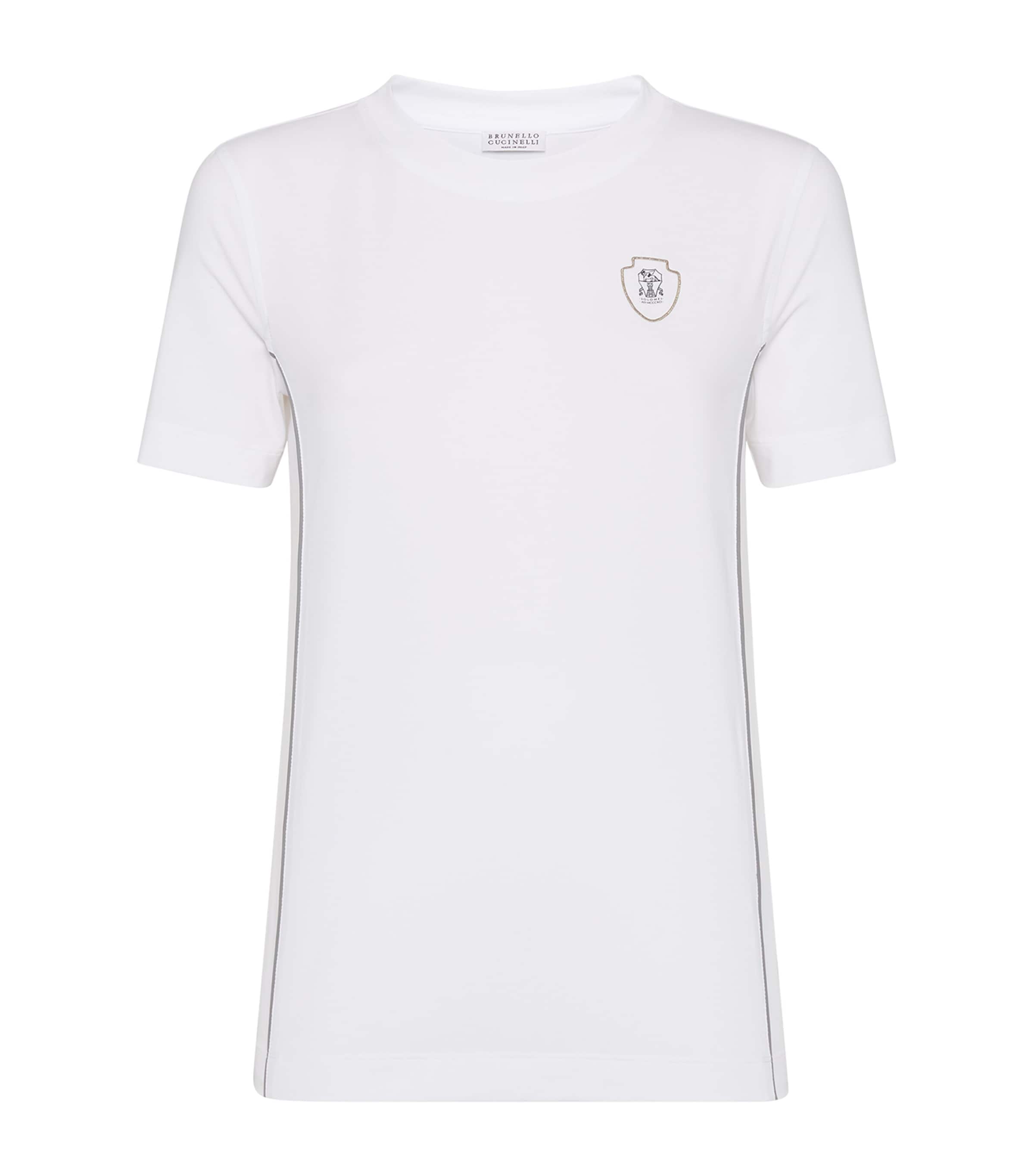 Brunello Cucinelli Techno Jersey Embellished T-shirt In White