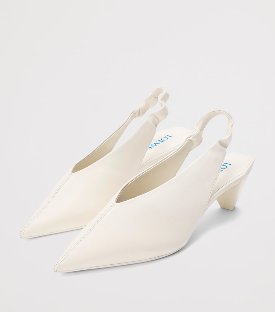 LOEWE Lambskin Origami Cubic Slingback Pumps 45 White Image 2
