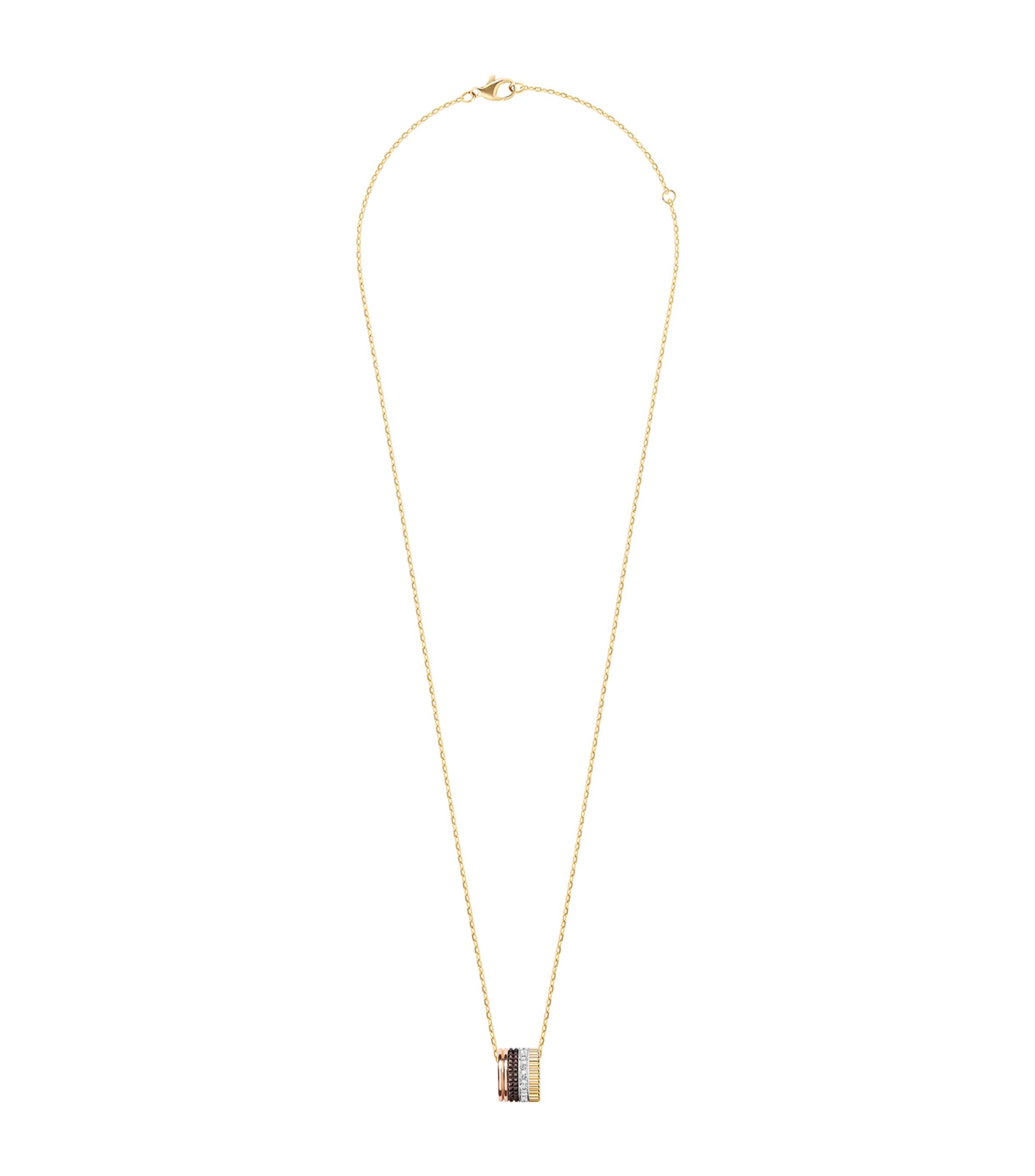 Boucheron Large Mixed Gold And Diamond Quatre White Edition Necklace In Gold