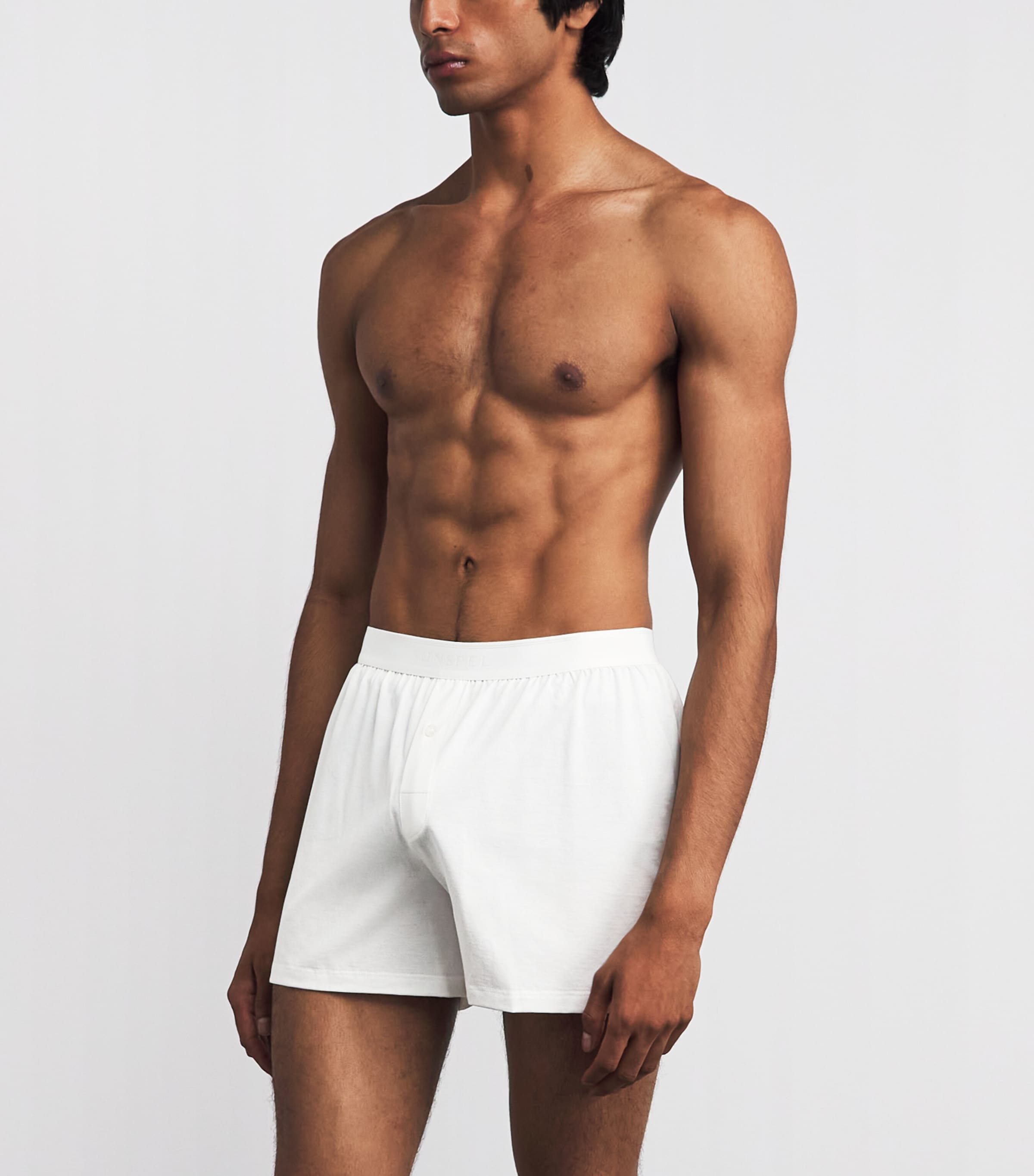 Sunspel Mens Superfine Cotton Boxer Shorts Whaa White Image 2