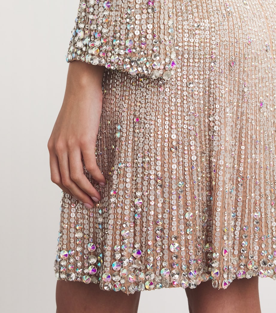 Jenny Packham Womens Crystal Crunch Paris Mini Dress Desert Sand Image 6