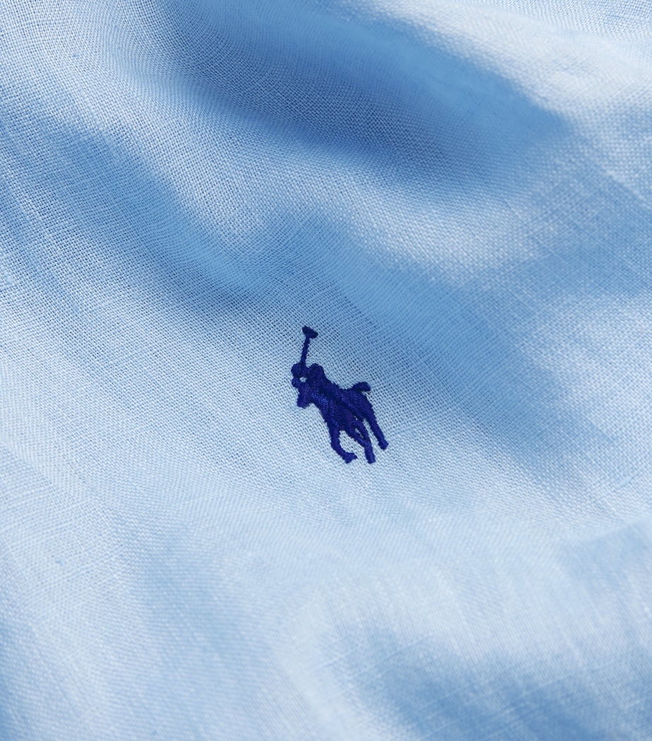 Polo Ralph Lauren Mens Linen Custom Fit Shirt Blue Image 5