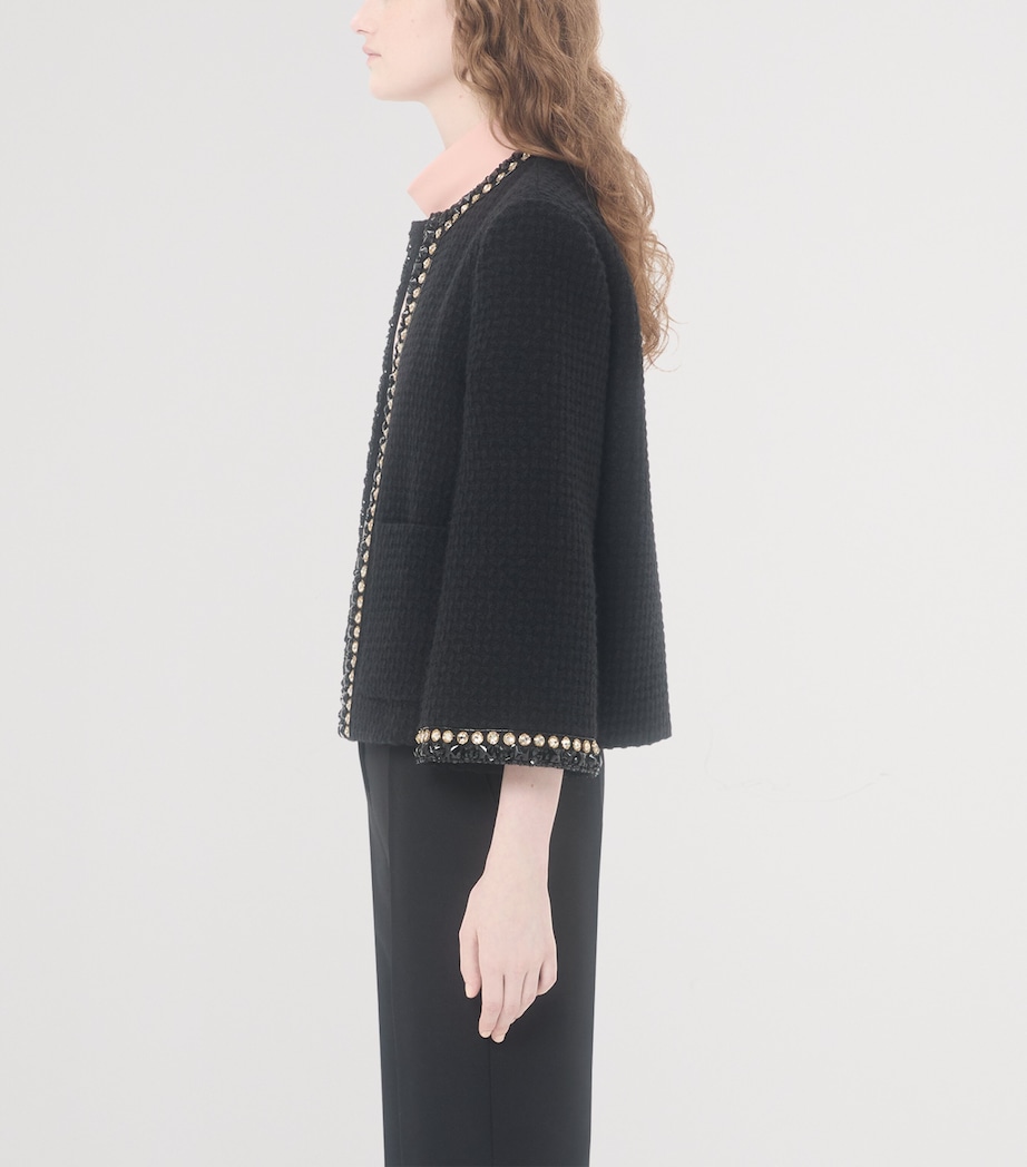 Wool-Blend Embellished Blazer 0NO Image 3