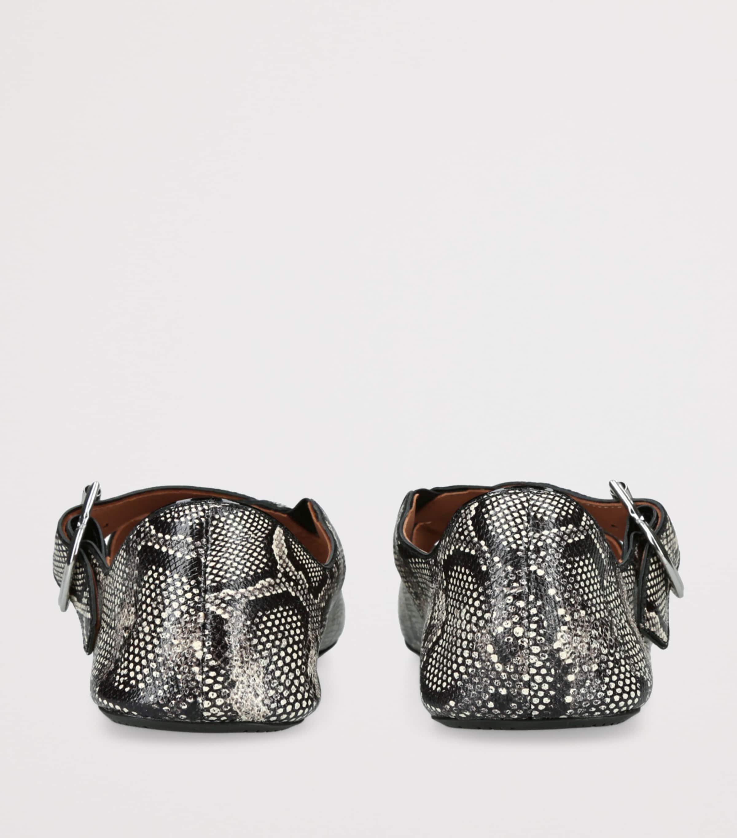 Snakeskin Criss-Cross Ballet Flats WHITE/BLK Image 2