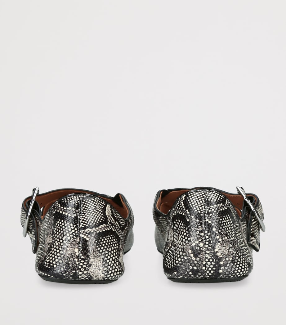 Snakeskin Criss-Cross Ballet Flats WHITE/BLK Image 2