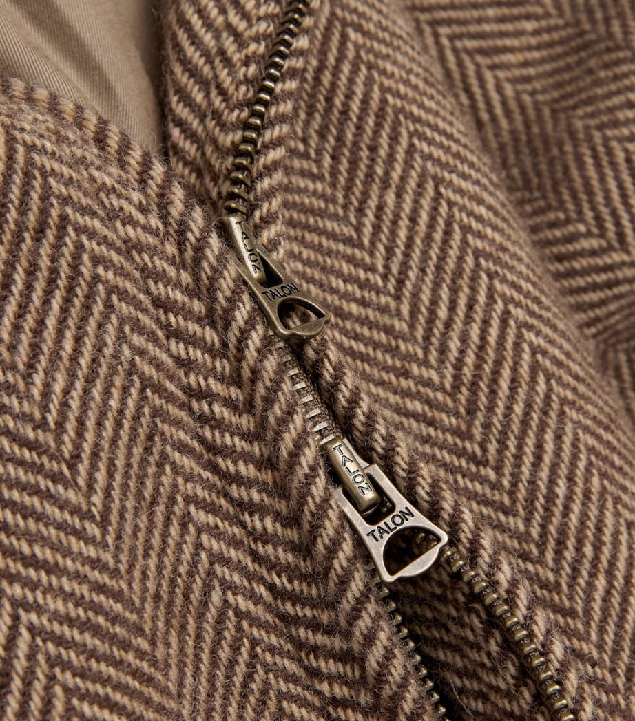Polo Ralph Lauren Womens Wool Herringbone Bomber Jacket Brown/tan Herringbon Image 6