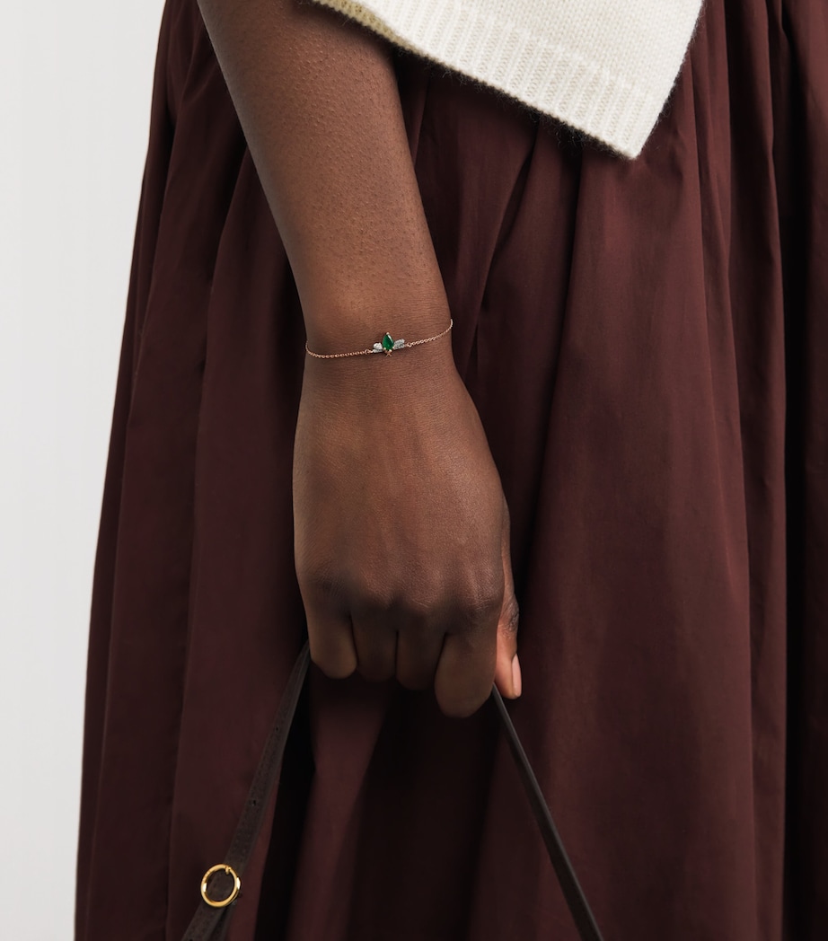Rose Gold and Emerald Bracelet GREEN Image 2