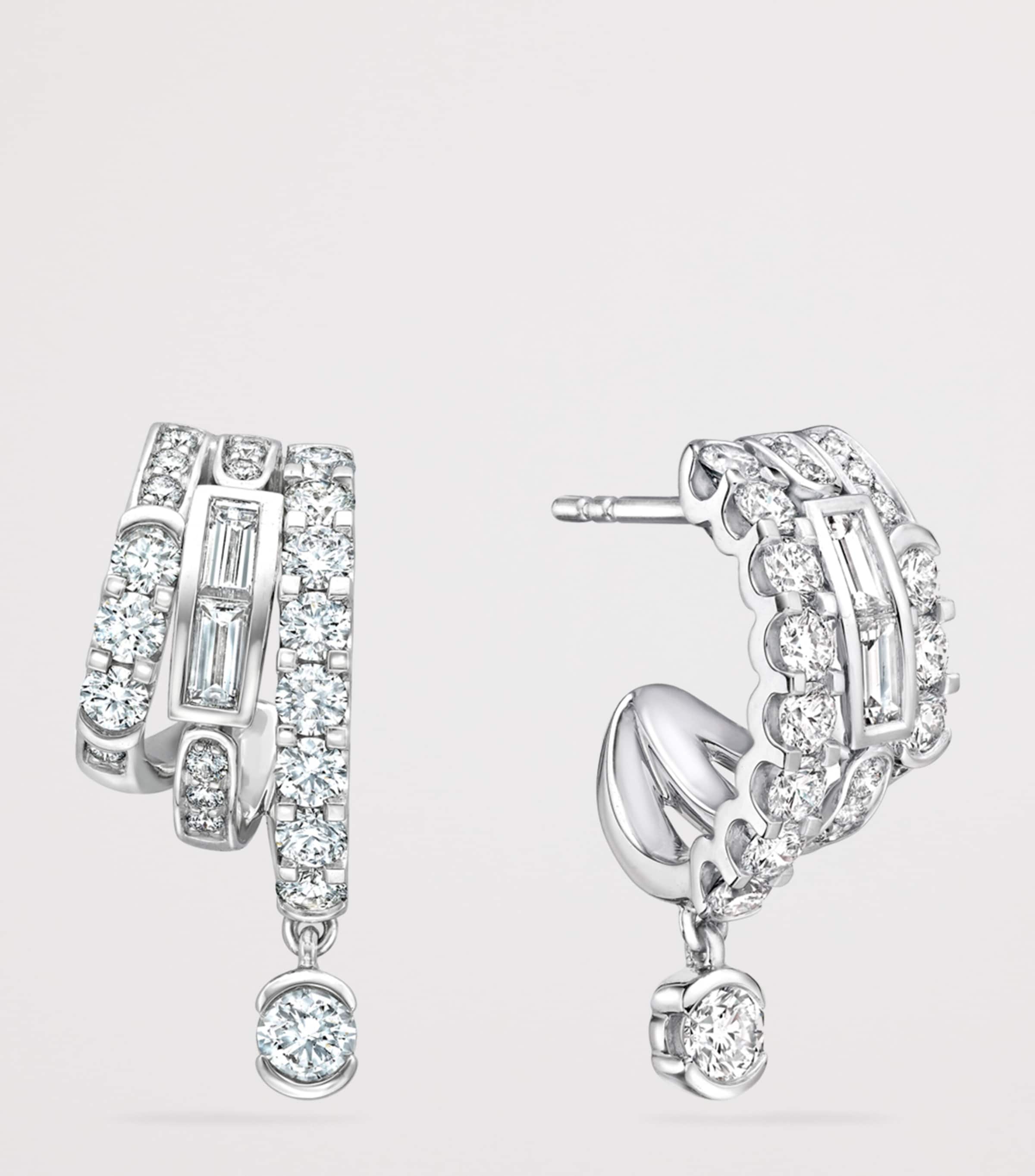 Boodles Platinum and Diamond Play of Light Hoop Earrings Platinum Image 3