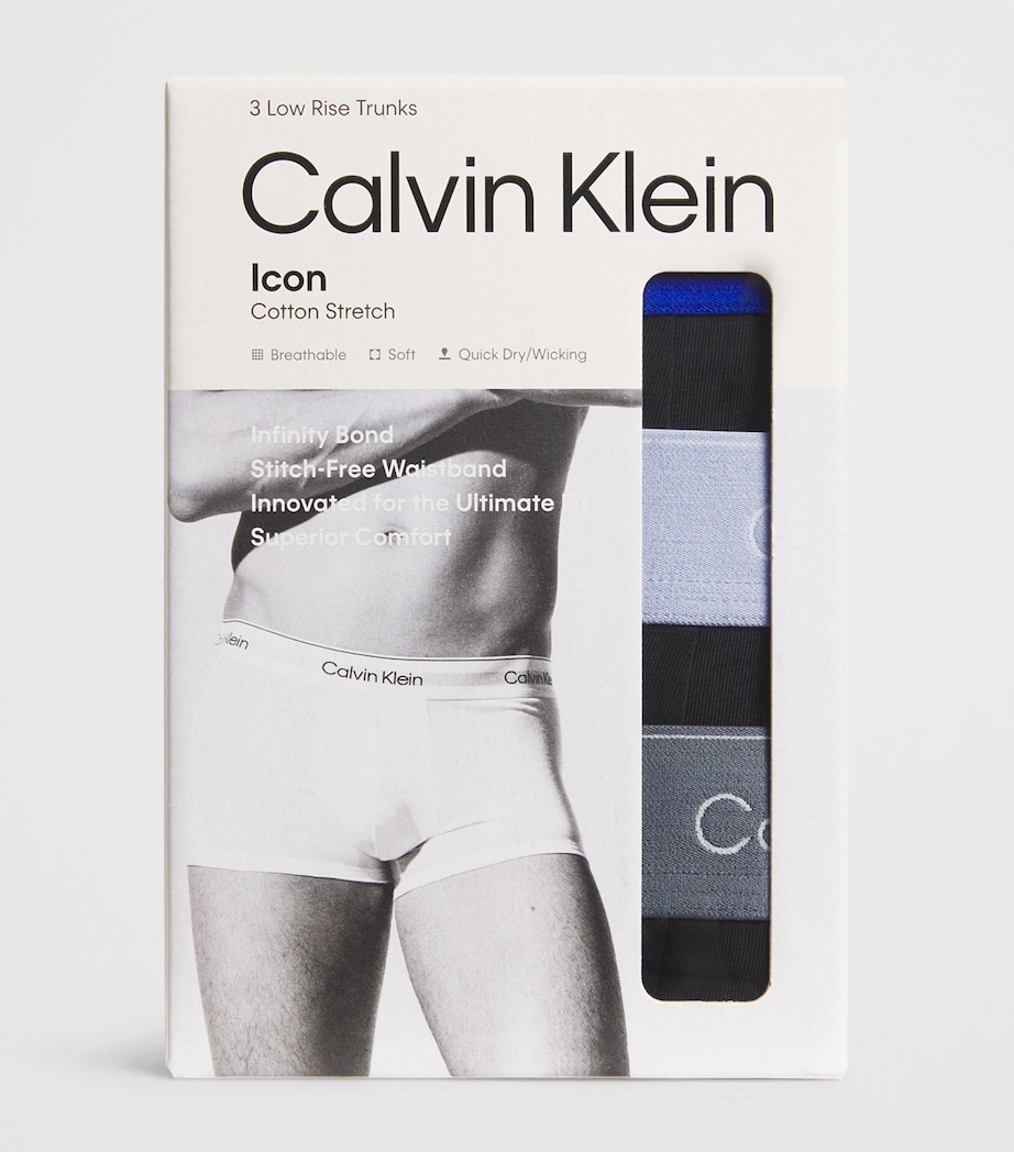 Cotton Stretch Low Rise Icon Boxers (Pack of 3) BLACK W/ ROYALTY WB Image 4