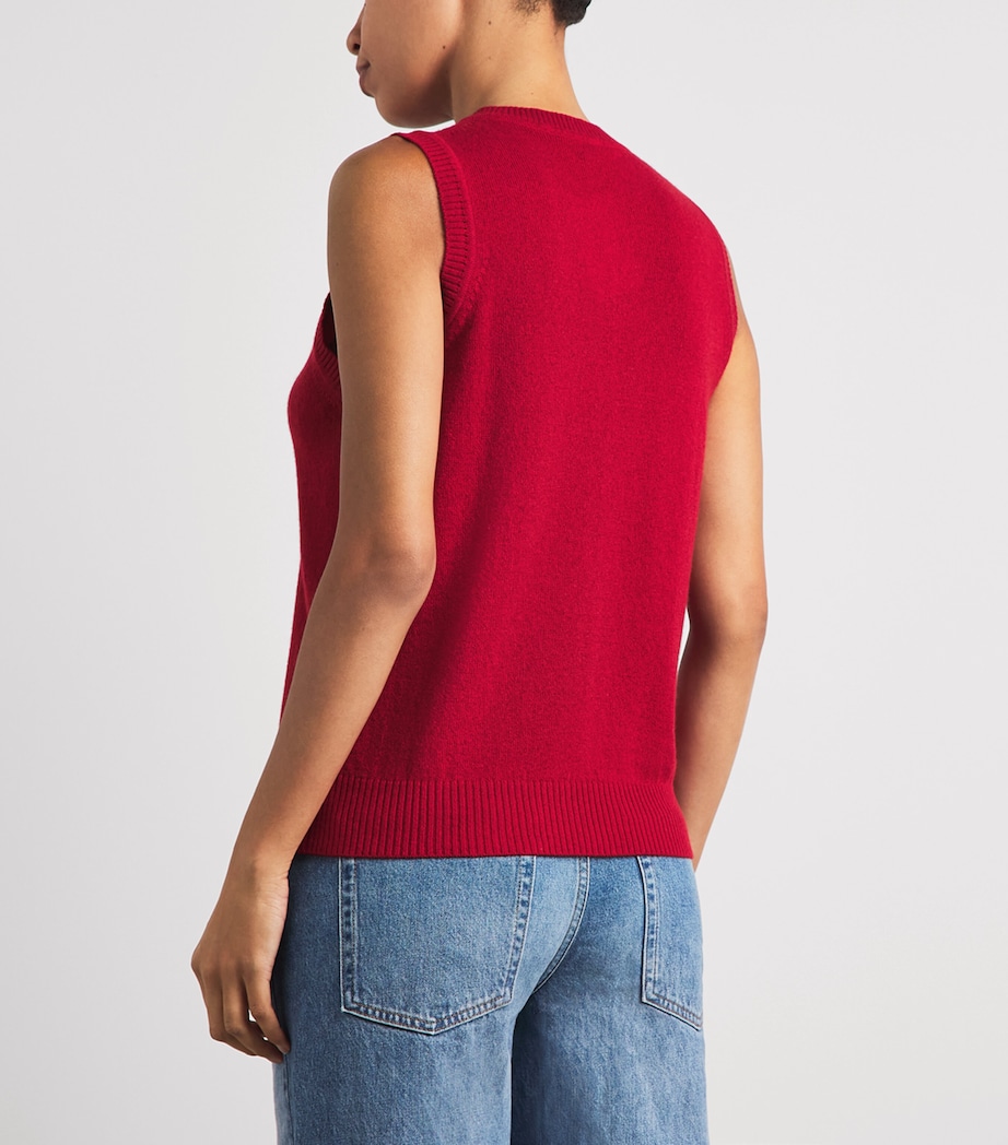 ME+EM Womens Cashmere V-Neck Sweater Vest Ruby Red Melange Image 5
