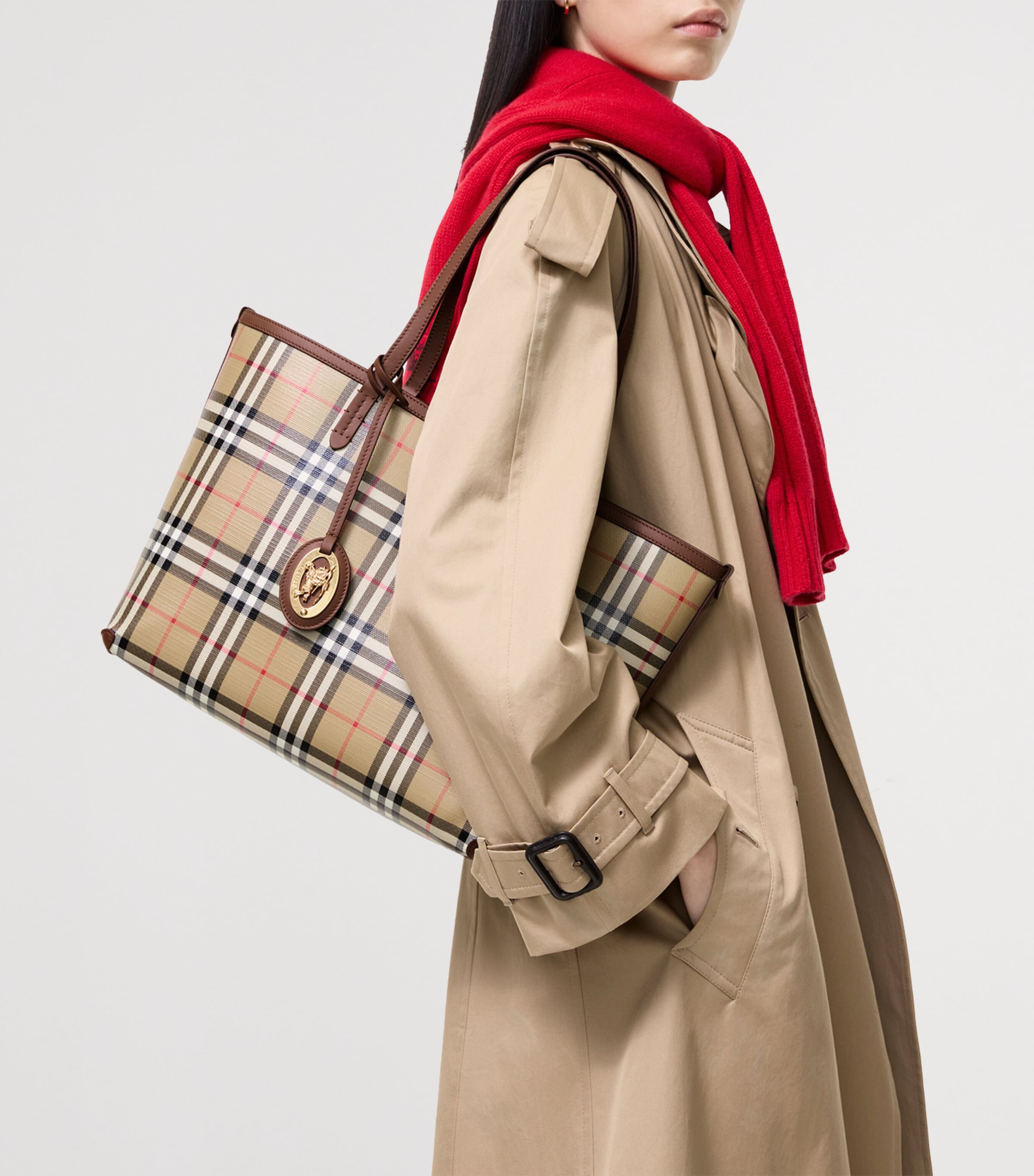 Burberry Small Check Tote Bag Archive Beige Image 2