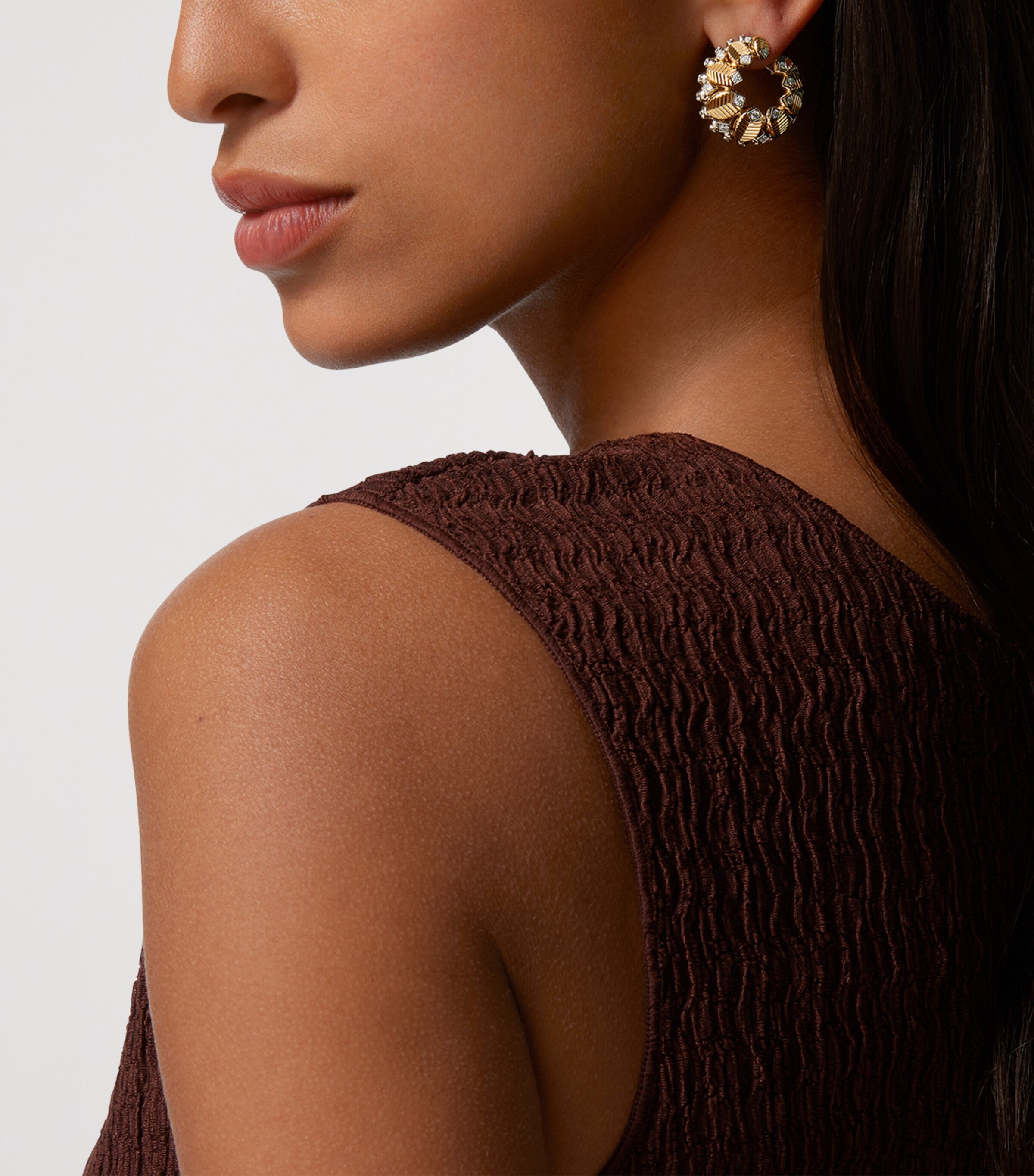 Yellow Gold, White Gold and Diamond Grain de Café Earrings YELLOW GOLD Image 7