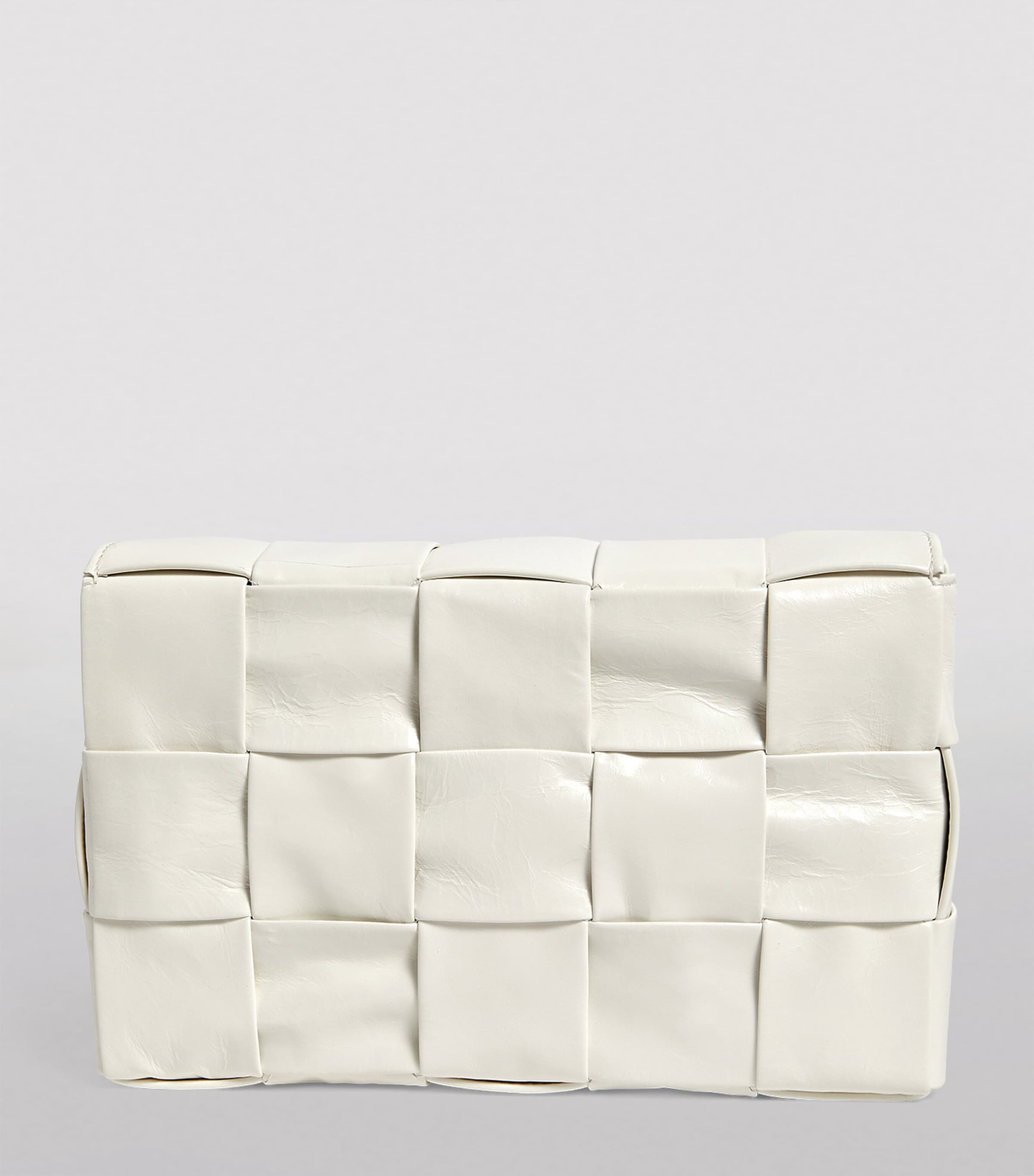 Leather Intreccio Cassette Cross-Body Bag WHITE-SILVER Image 4