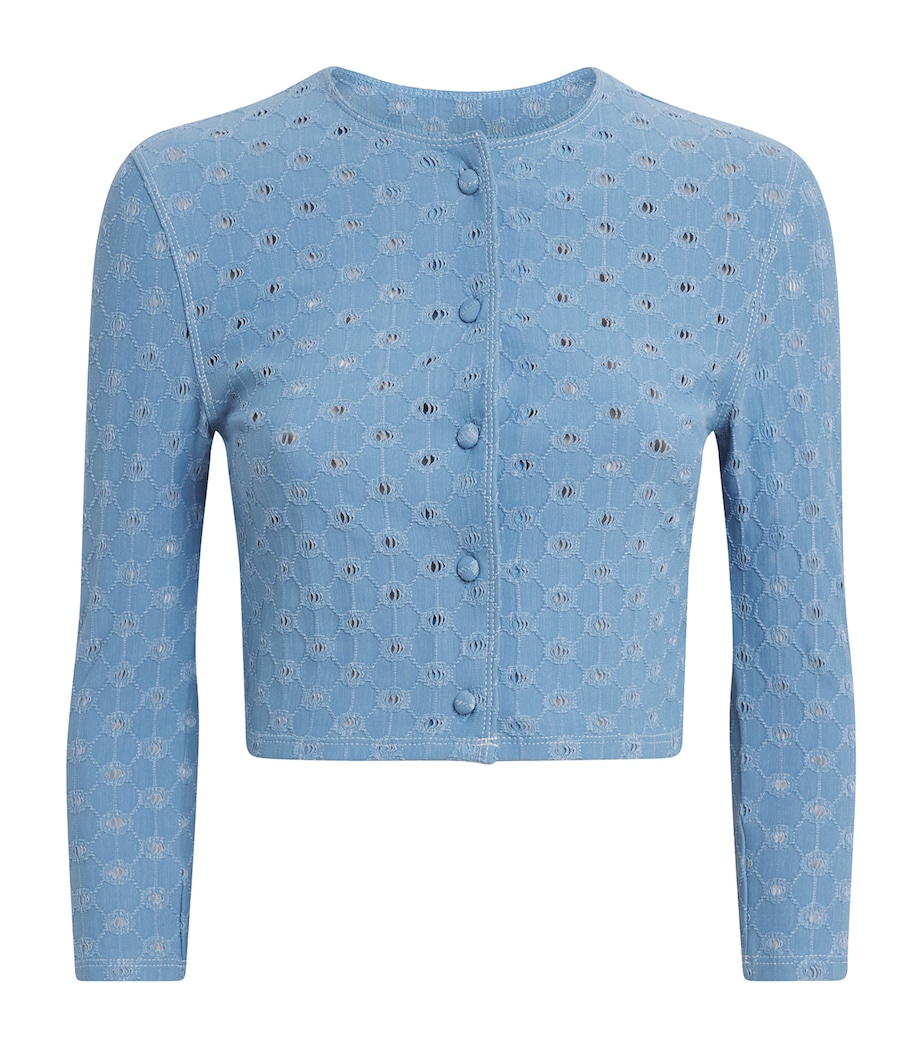 Devon Windsor Womens Open-Work Reed Cropped Jacket Capri Image 1