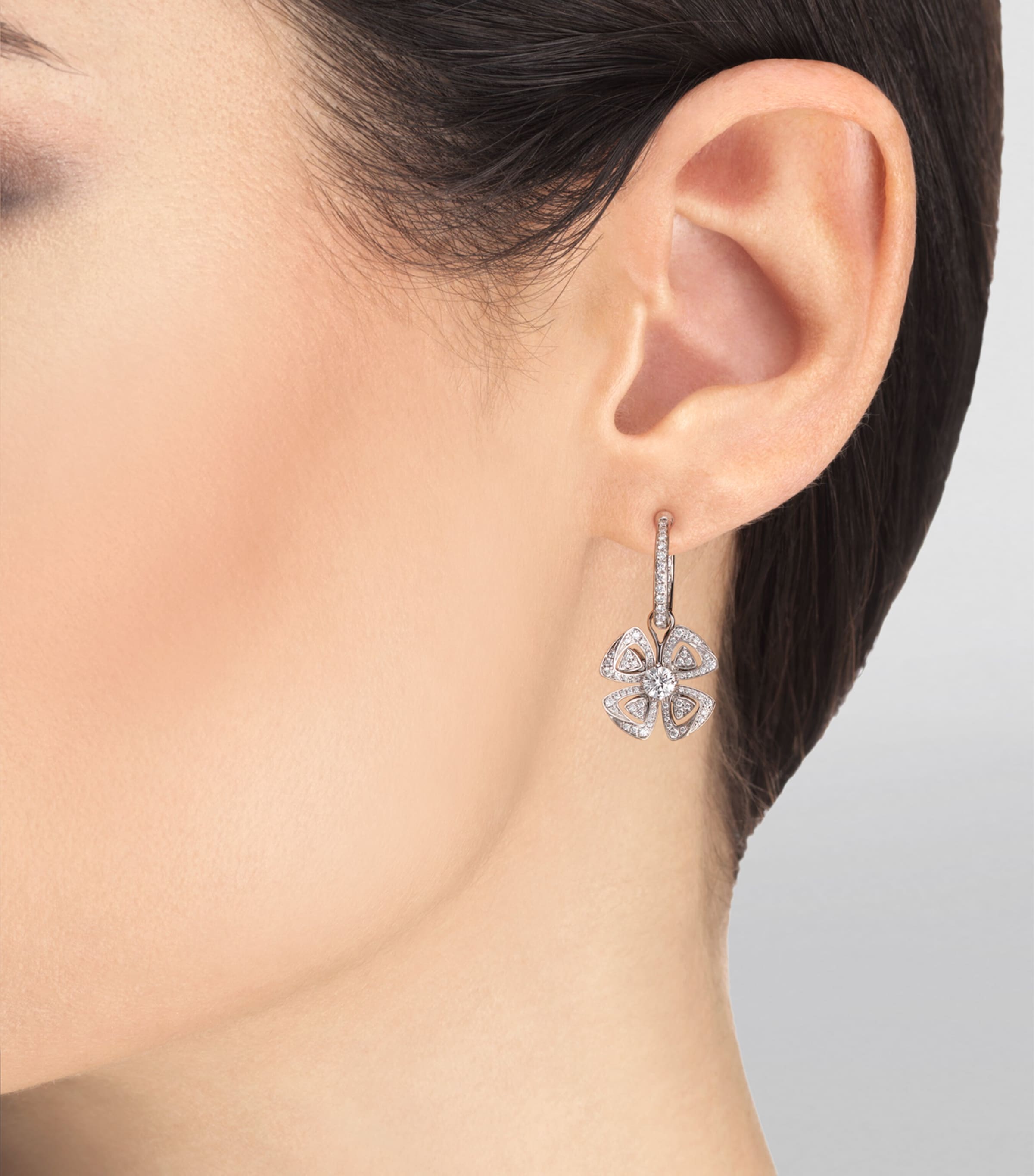 White Gold and Diamond Fiorever Hoop Earrings WHITE GOLD Image 2