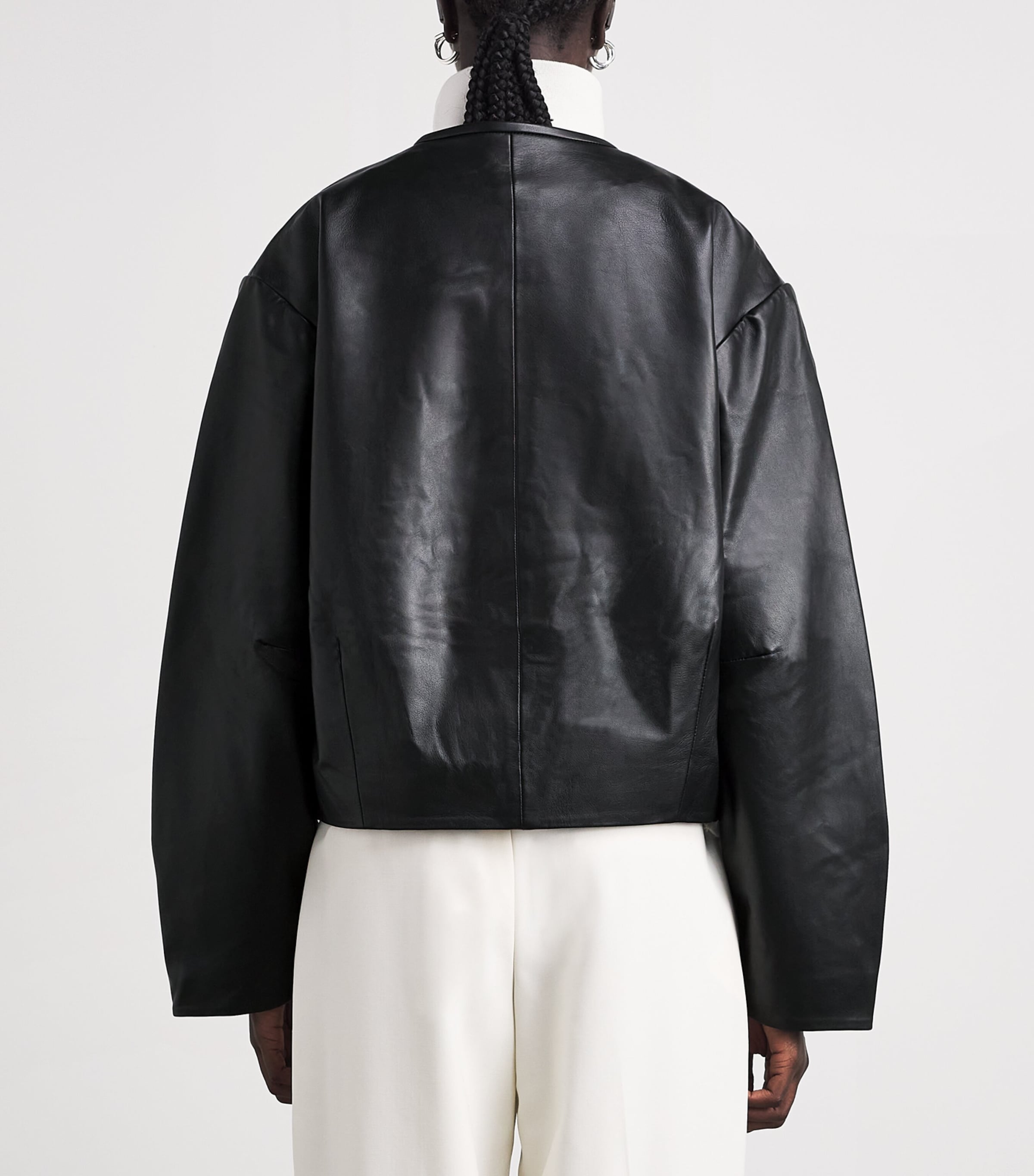 St. Agni Womens Cocoon Leather Jacket Black Image 5