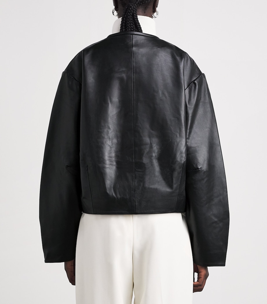 St. Agni Womens Cocoon Leather Jacket Black Image 5
